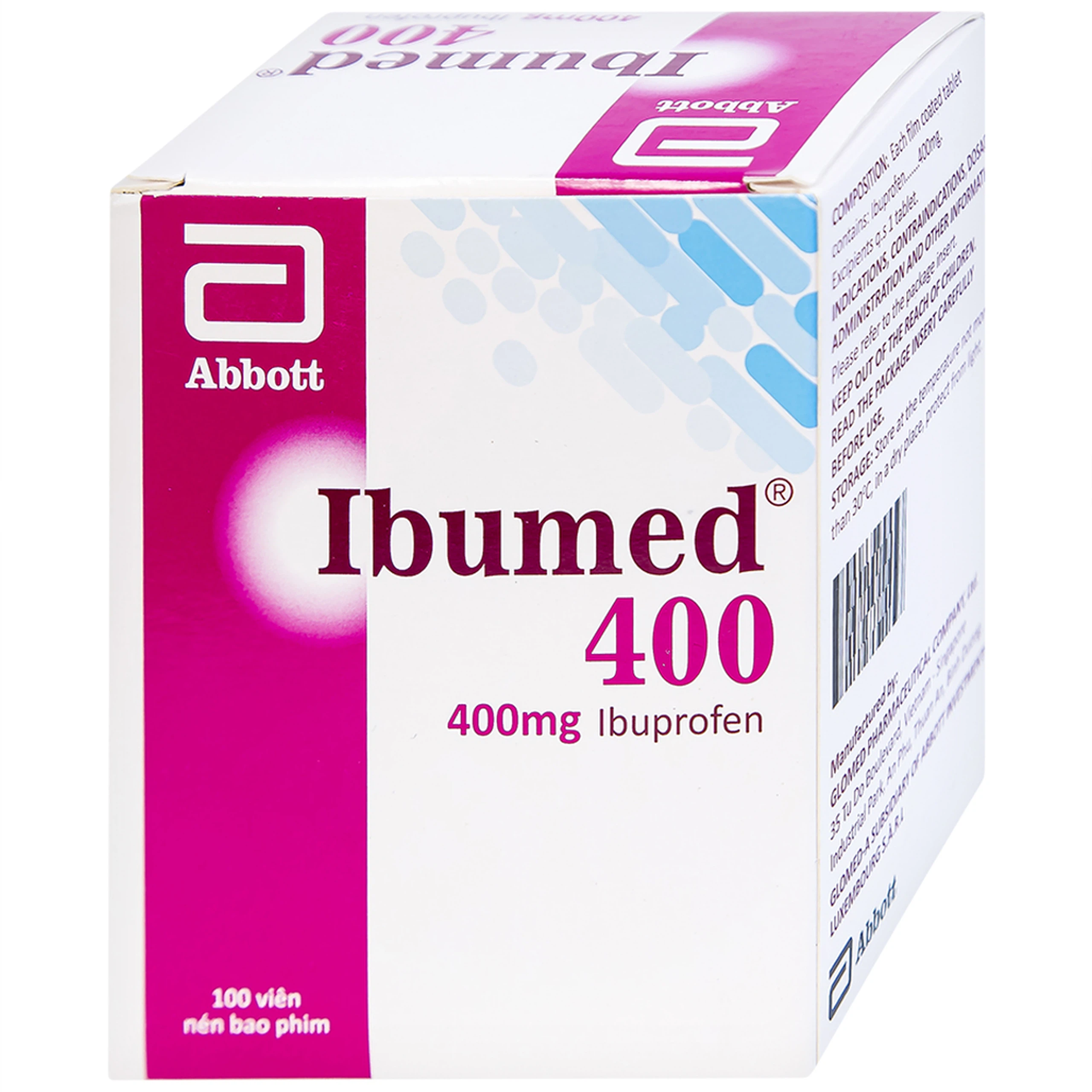 Thuốc Ibumed 400 Glomed giảm đau do cảm cúm, cảm lạnh, viêm khớp dạng thấp (10 vỉ x 10 viên)