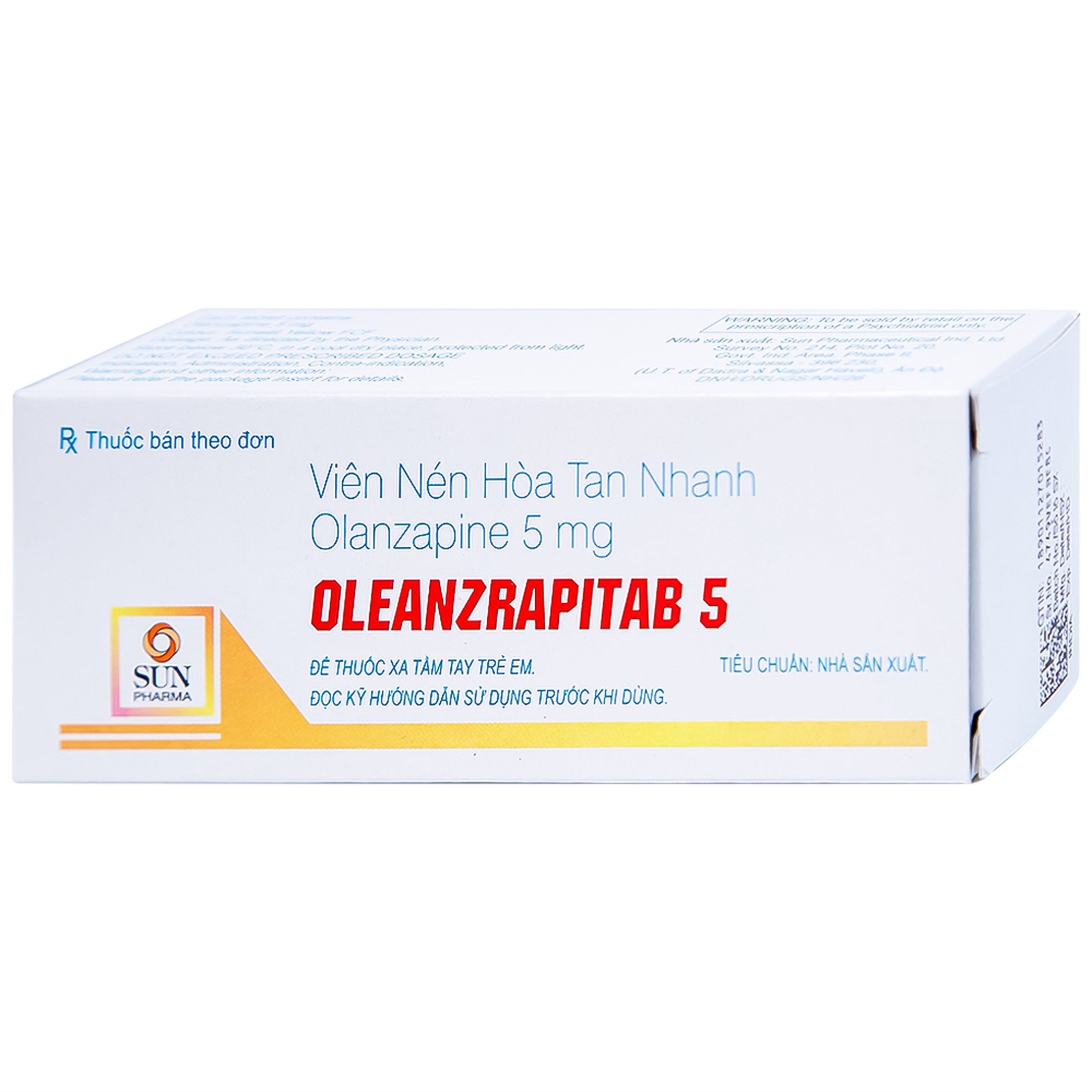 Viên nén Oleanzrapitab 5 Sun Pharma điều trị bệnh tâm thần phân liệt (5 vỉ x 10 viên)