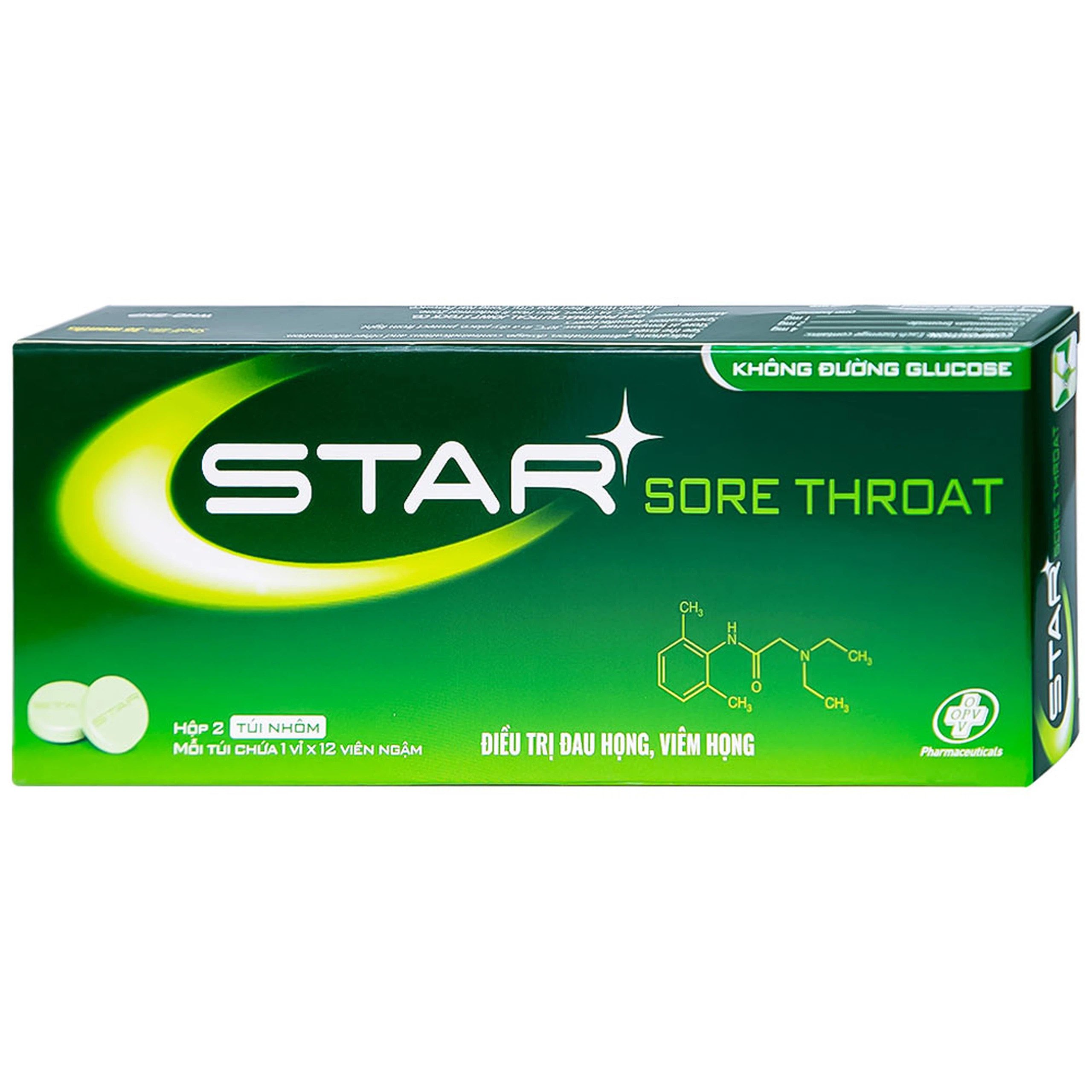 Viên ngậm Star Sore Throat OPV không đường điều trị đau họng, viêm họng (2 vỉ x 12 viên)
