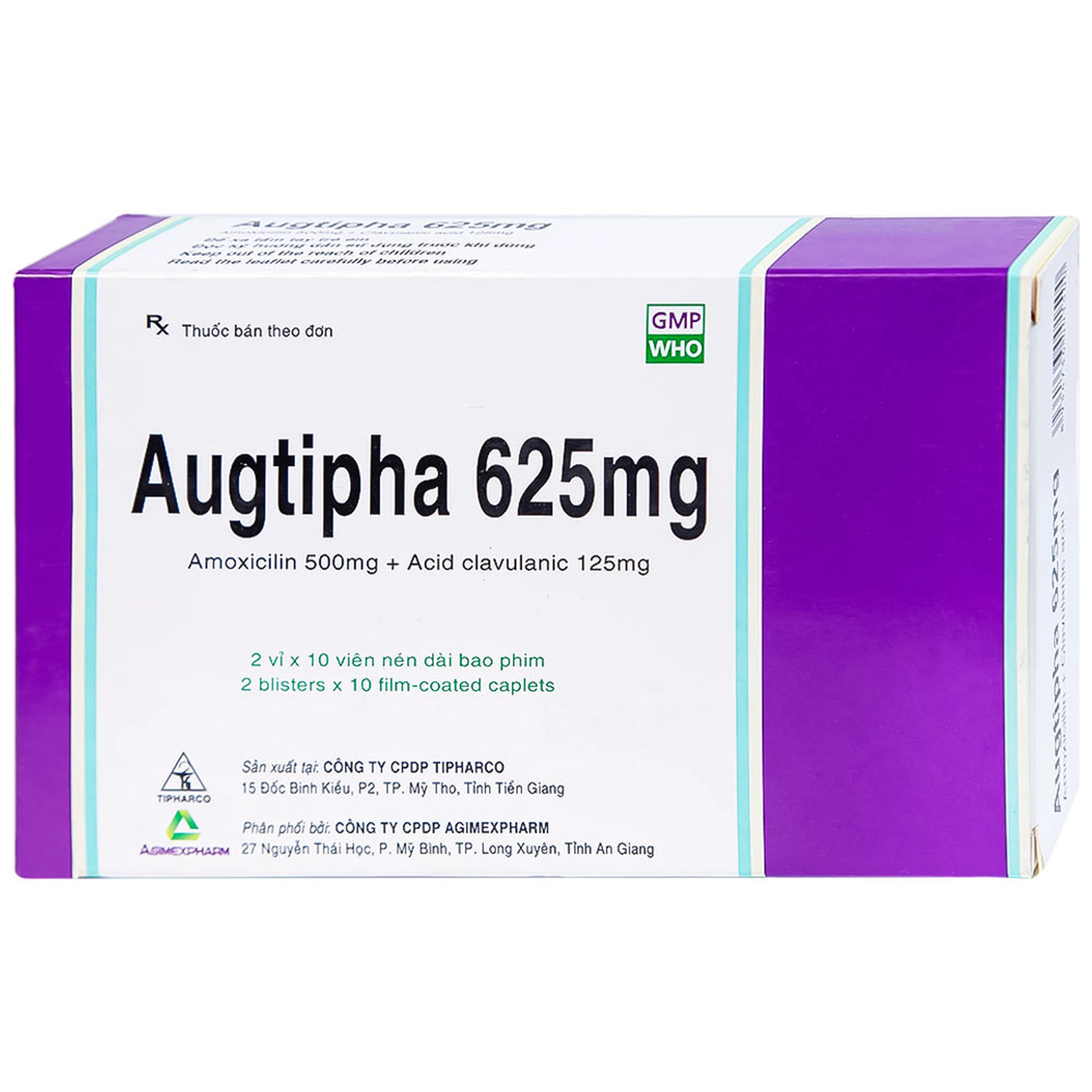 Thuốc Augtipha 625mg Tipharco điều trị nhiễm khuẩn (2 vỉ x 10 viên)