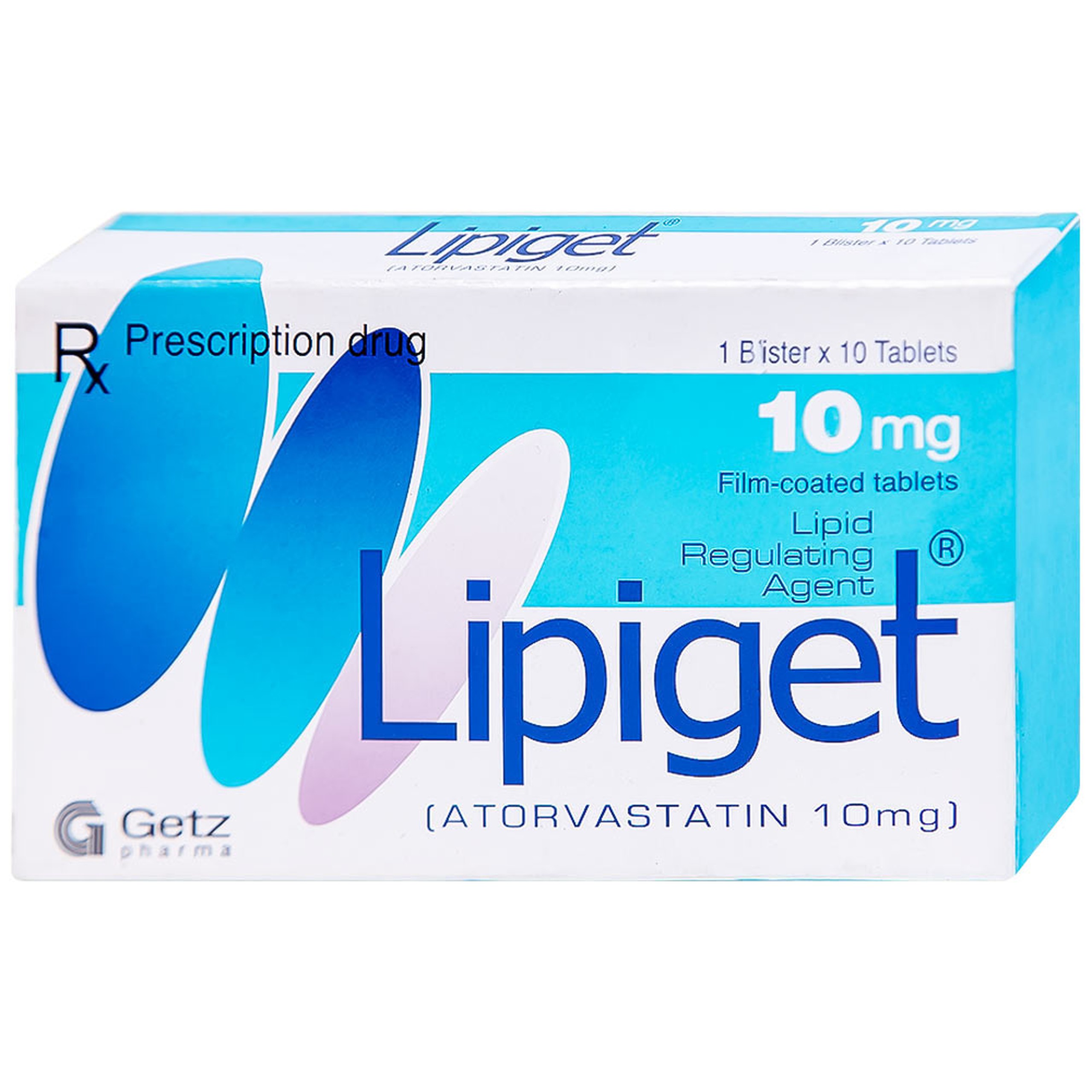 Viên nén Lipiget 10mg Getz hỗ trợ chế độ ăn kiêng trong giảm cholesterol toàn phần (1 vỉ x 10 viên)