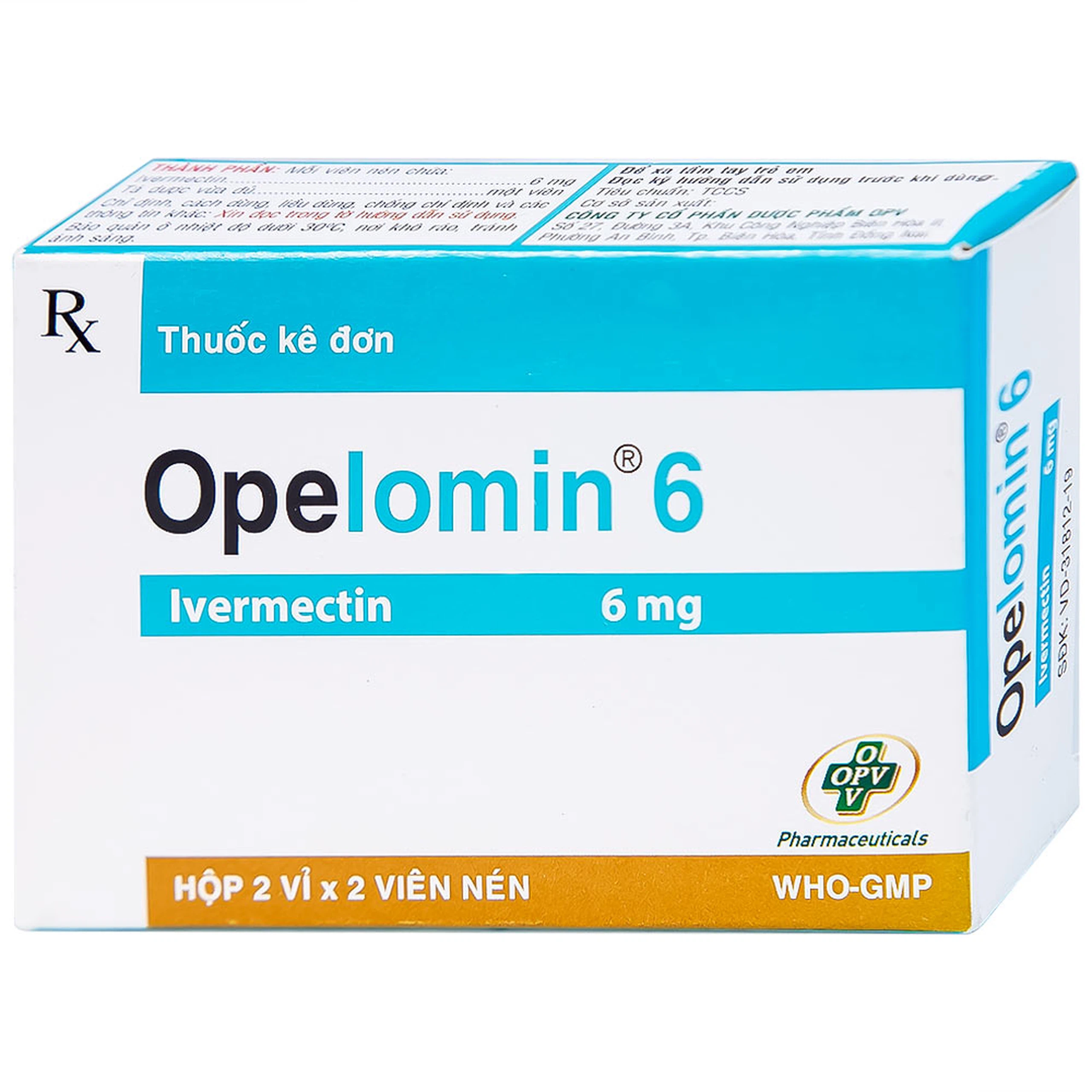 Viên nén Opelomin 6 OPV điều trị giun chỉ, giun lươn (2 vỉ x 2 viên)
