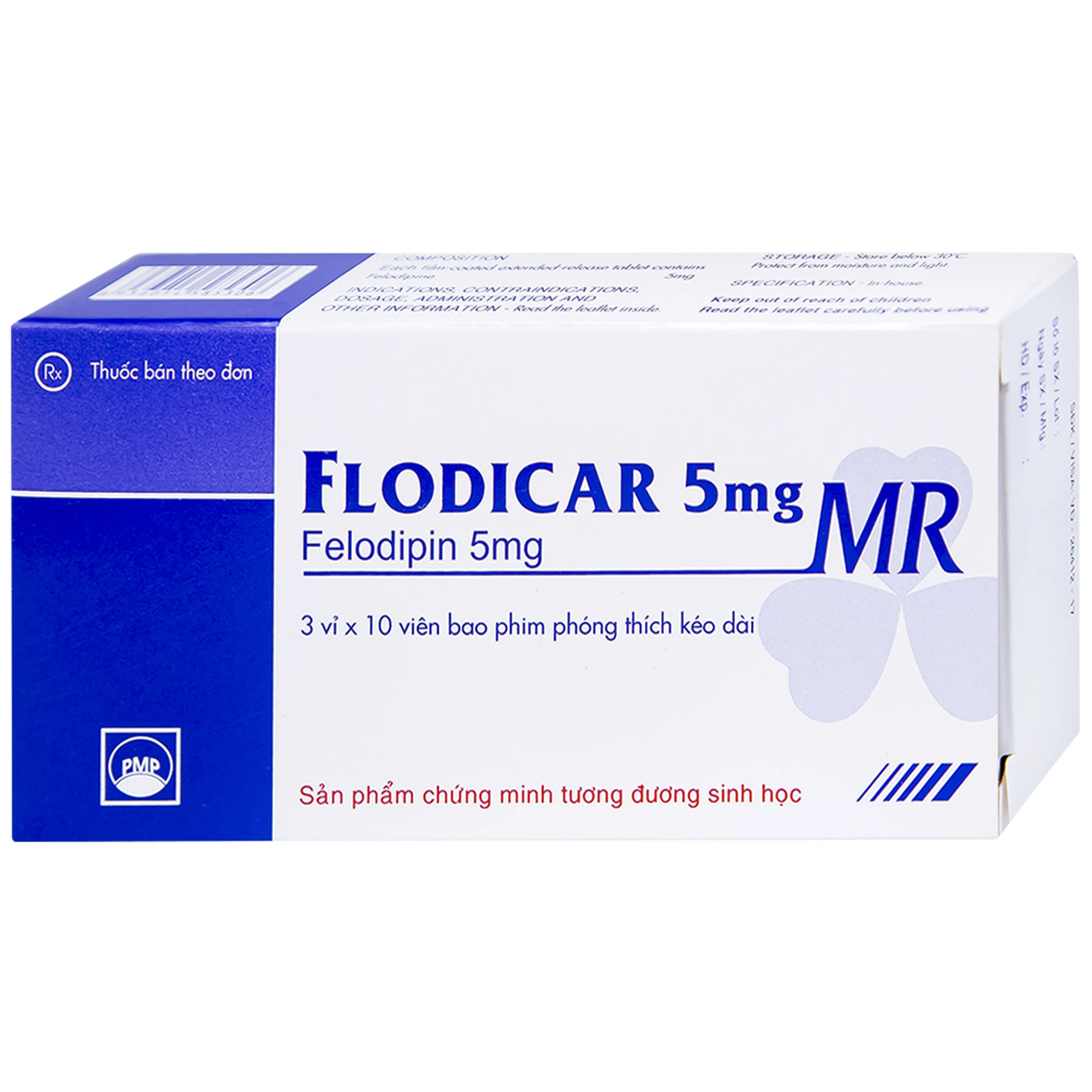Thuốc Flodicar MR 5mg Pymepharco điều trị tăng huyết áp (3 vỉ x 10 viên)
