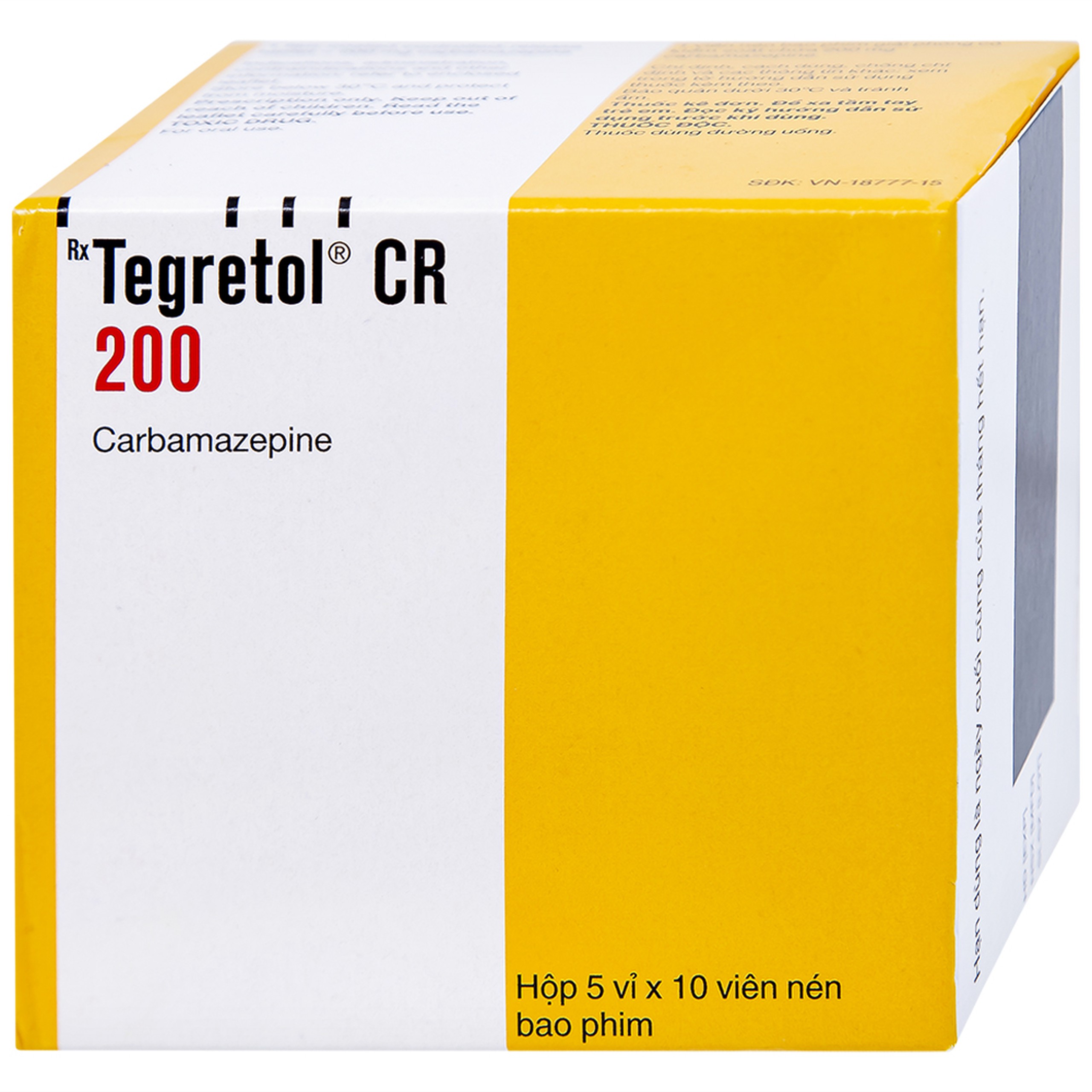 Thuốc Tegretol CR 200 điều trị bệnh động kinh (5 vỉ x 10 viên)