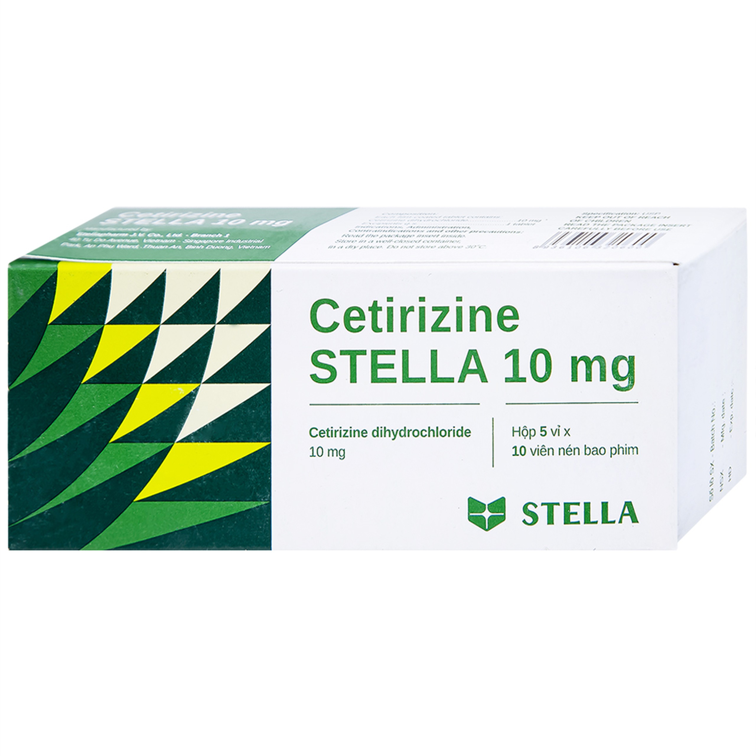 Thuốc Cetirizine Stella 10mg giảm viêm mũi dị ứng, mày đay (5 vỉ x 10 viên)