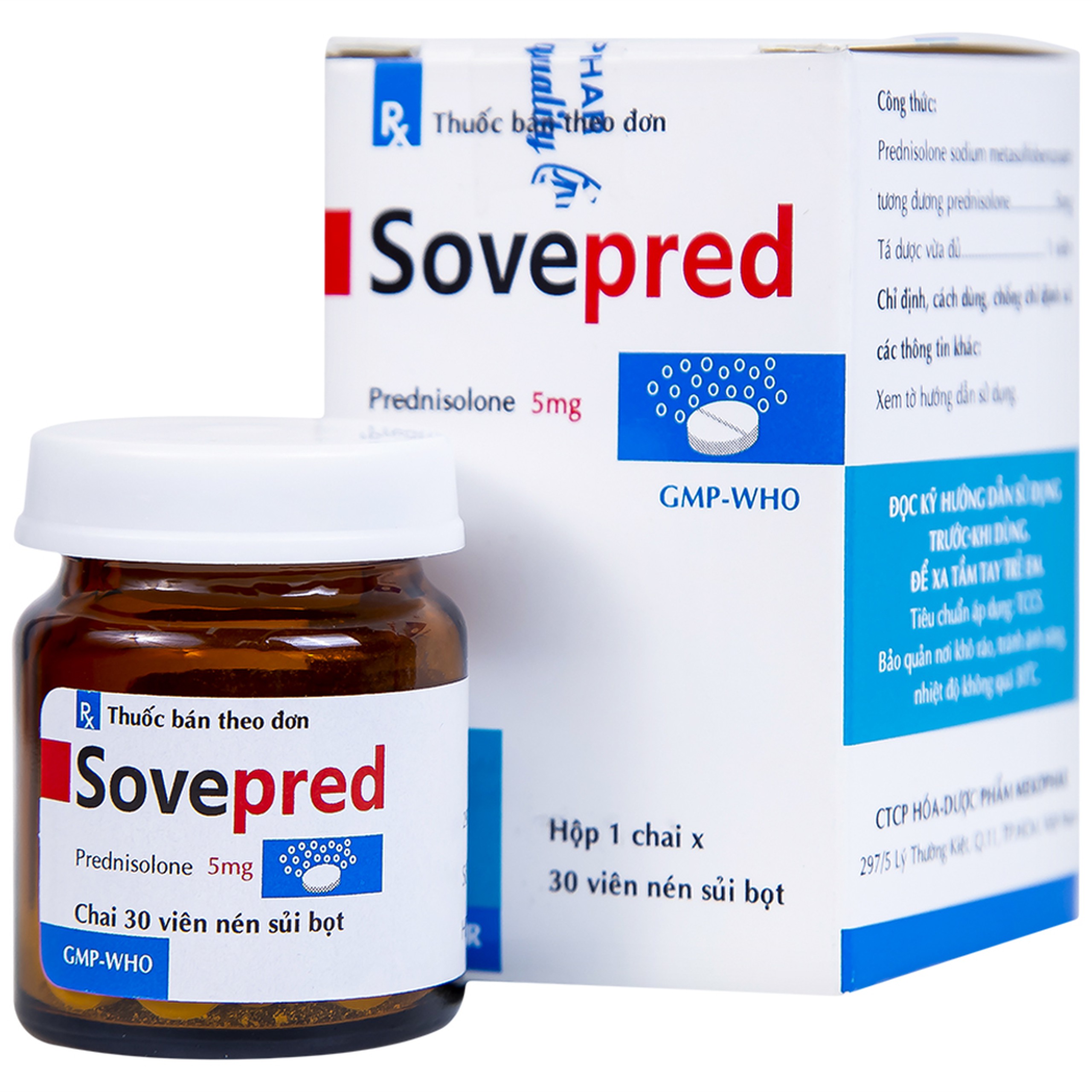 Viên sủi Sovepred Mekophar điều trị viêm khớp dạng thấp, lupus ban đỏ toàn thân (30 viên) 