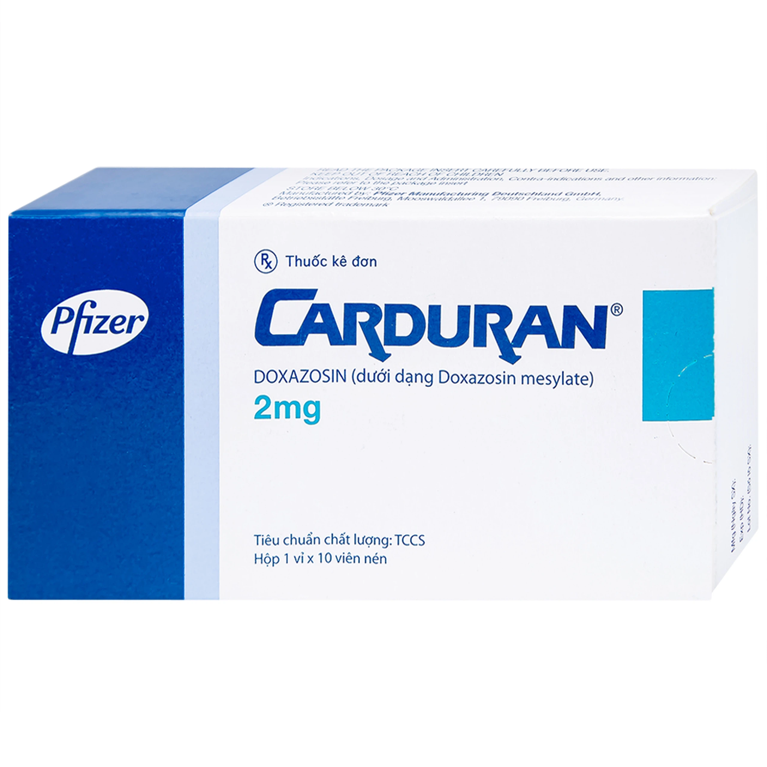 Thuốc Carduran 2mg Pfizer điều trị tăng huyết áp, u xơ tiền liệt tuyến (1 vỉ x 10 viên)