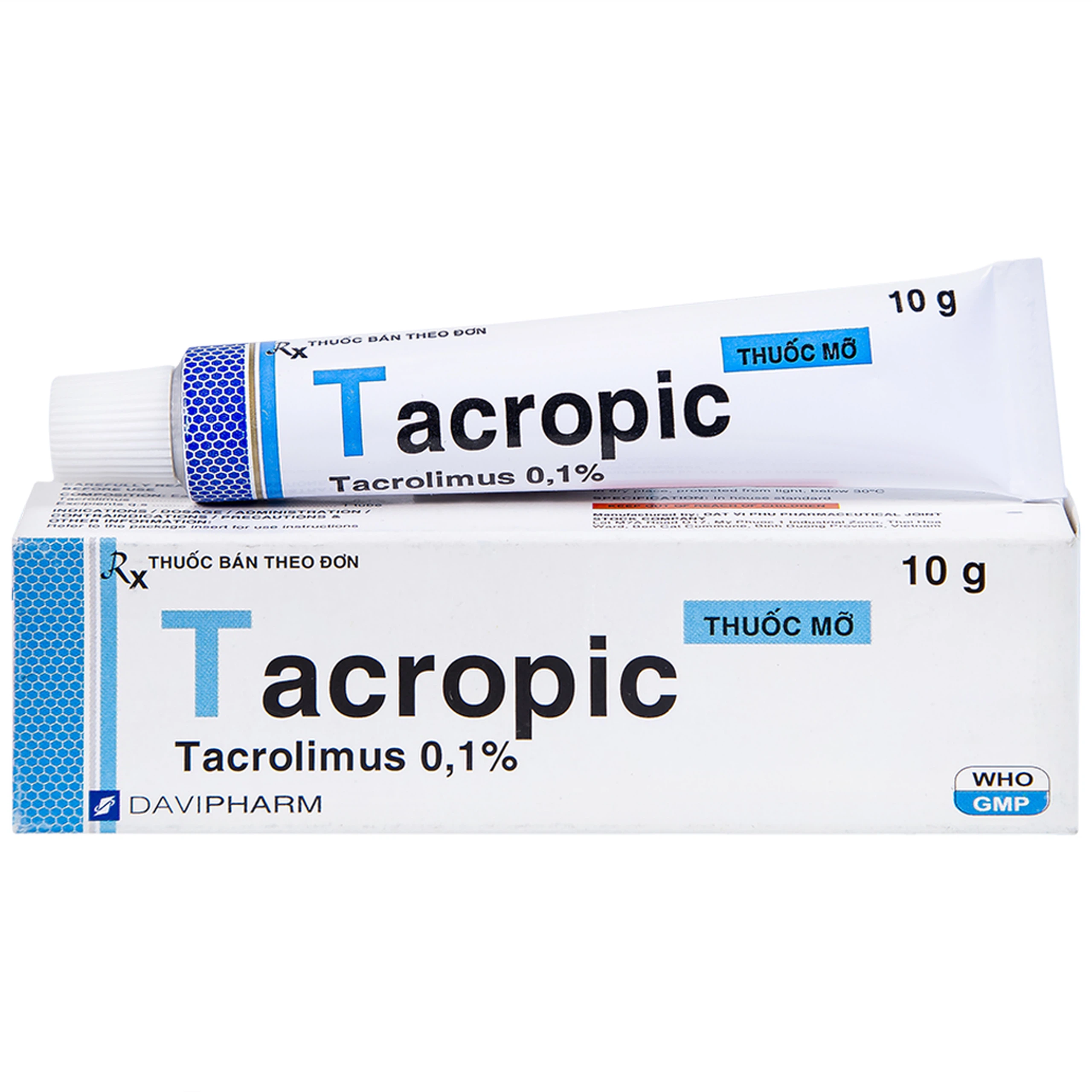 Thuốc mỡ Tacropic Tacrolimus 0,1% Davipharm điều trị chàm thể tạng (10g)