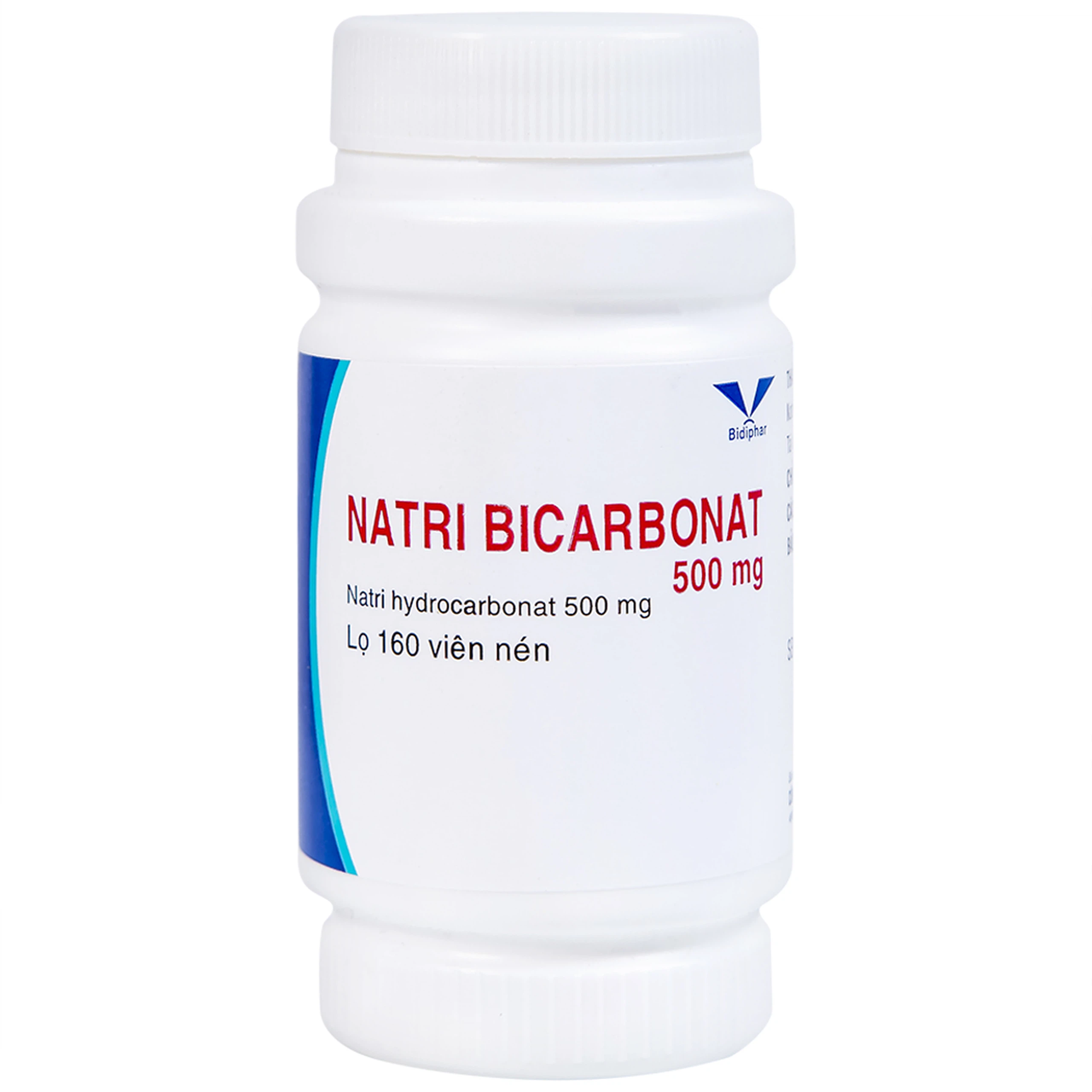 Thuốc Natri Bicarbonat 500mg Bidiphar điều trị nhiễm toan chuyển hóa, khó tiêu hóa, ợ nóng (160 viên)