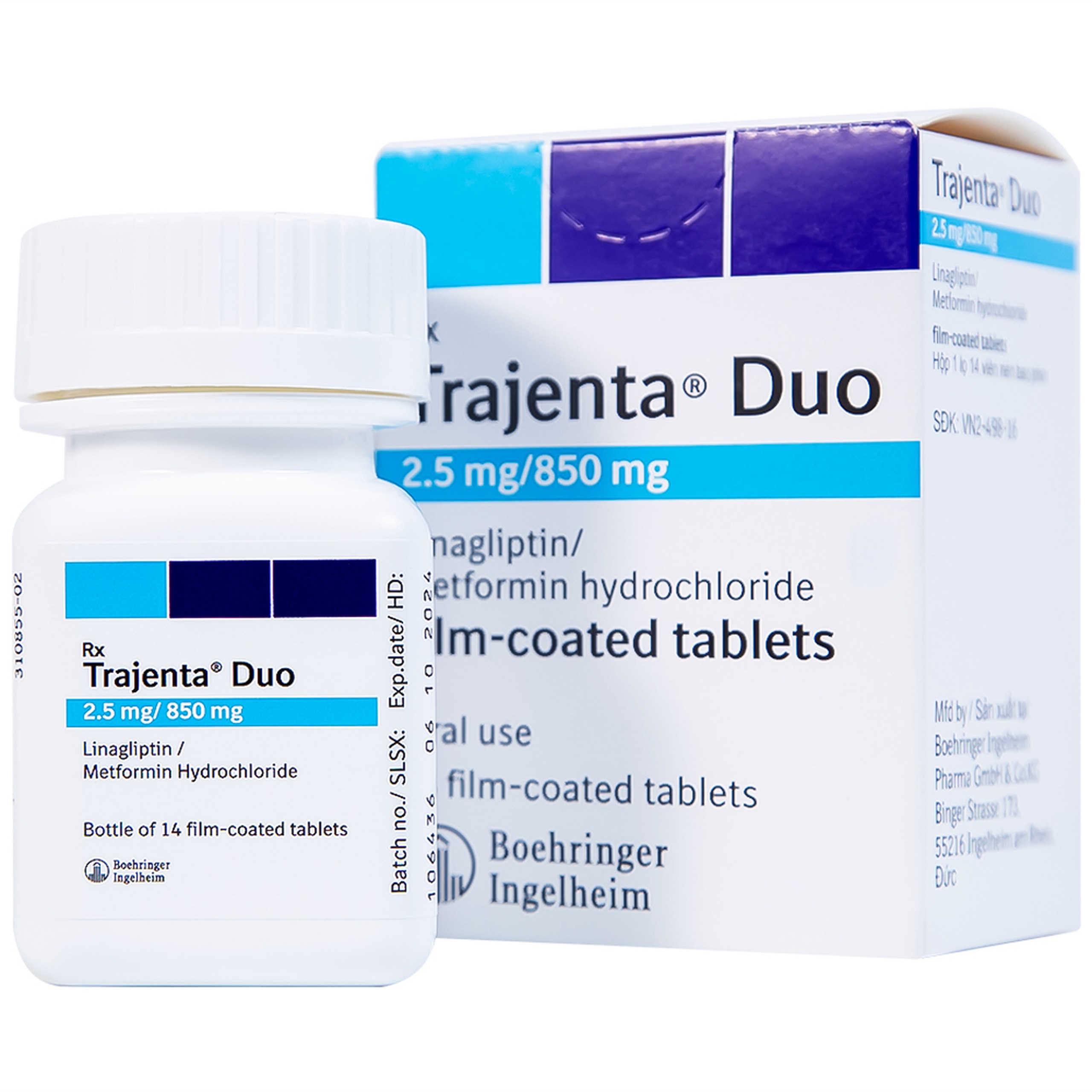 Thuốc Trajenta Duo 2.5mg/850mg Boehringer điều trị đái tháo đường tuýp 2 (14 viên)