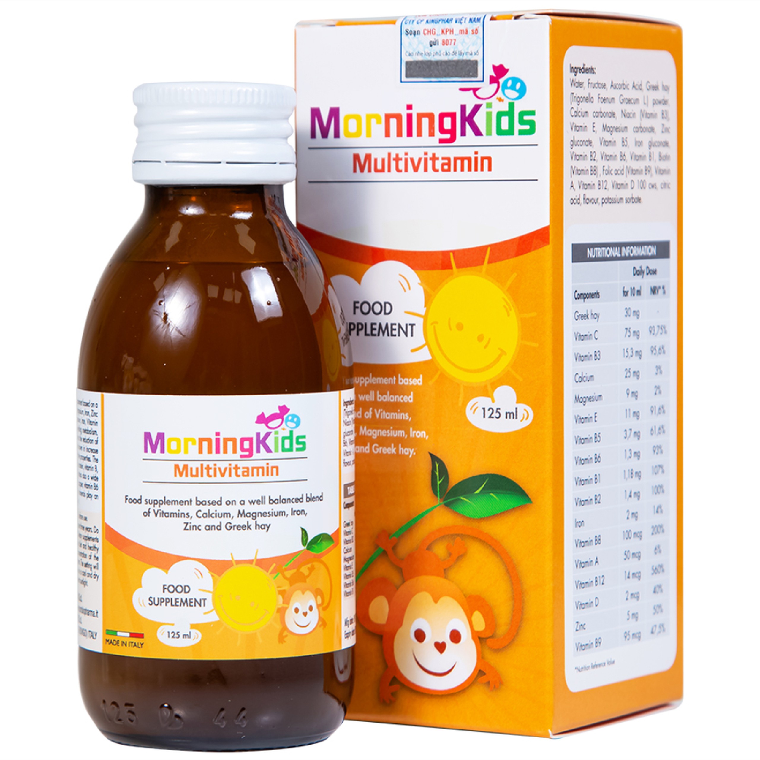 Siro MorningKids Multivitamin Bổ sung Vitamin và khoáng chất (125ml)
