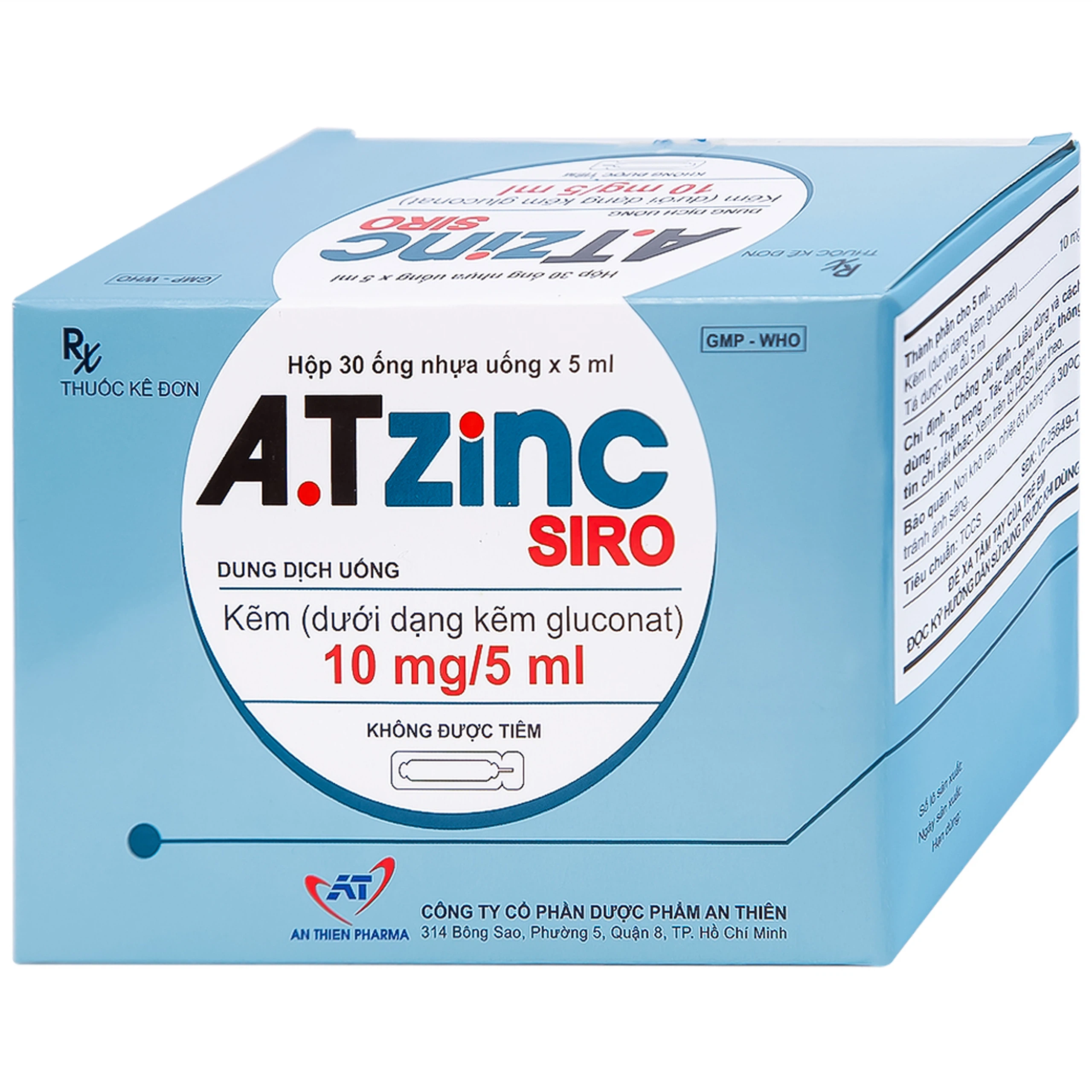 Siro A.Tzinc 10mg/5ml An Thiên phòng ngừa và điều trị thiếu kẽm (30 ống)