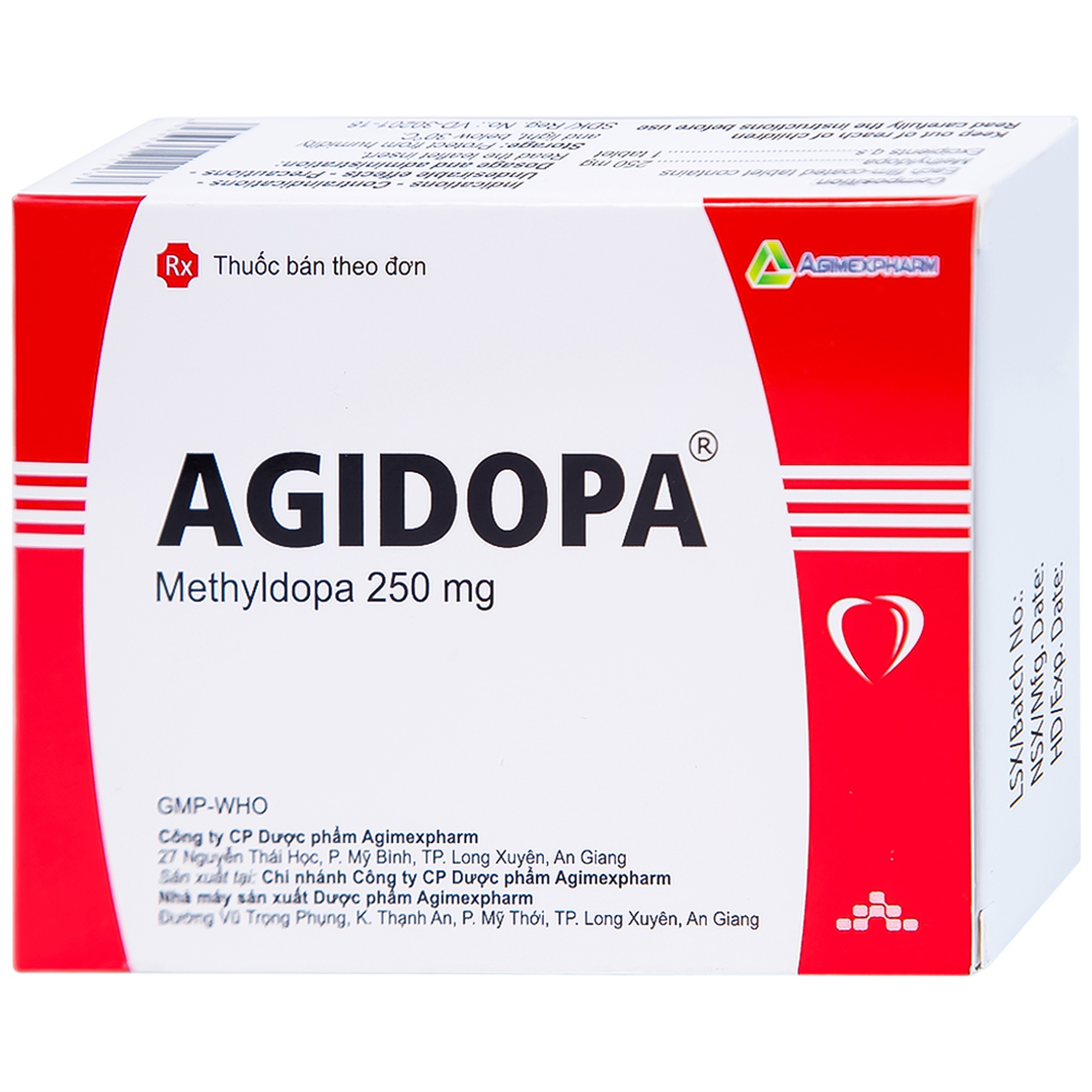 Thuốc Agidopa Agimexpharm điều trị tăng huyết áp (2 vỉ x 10 viên)