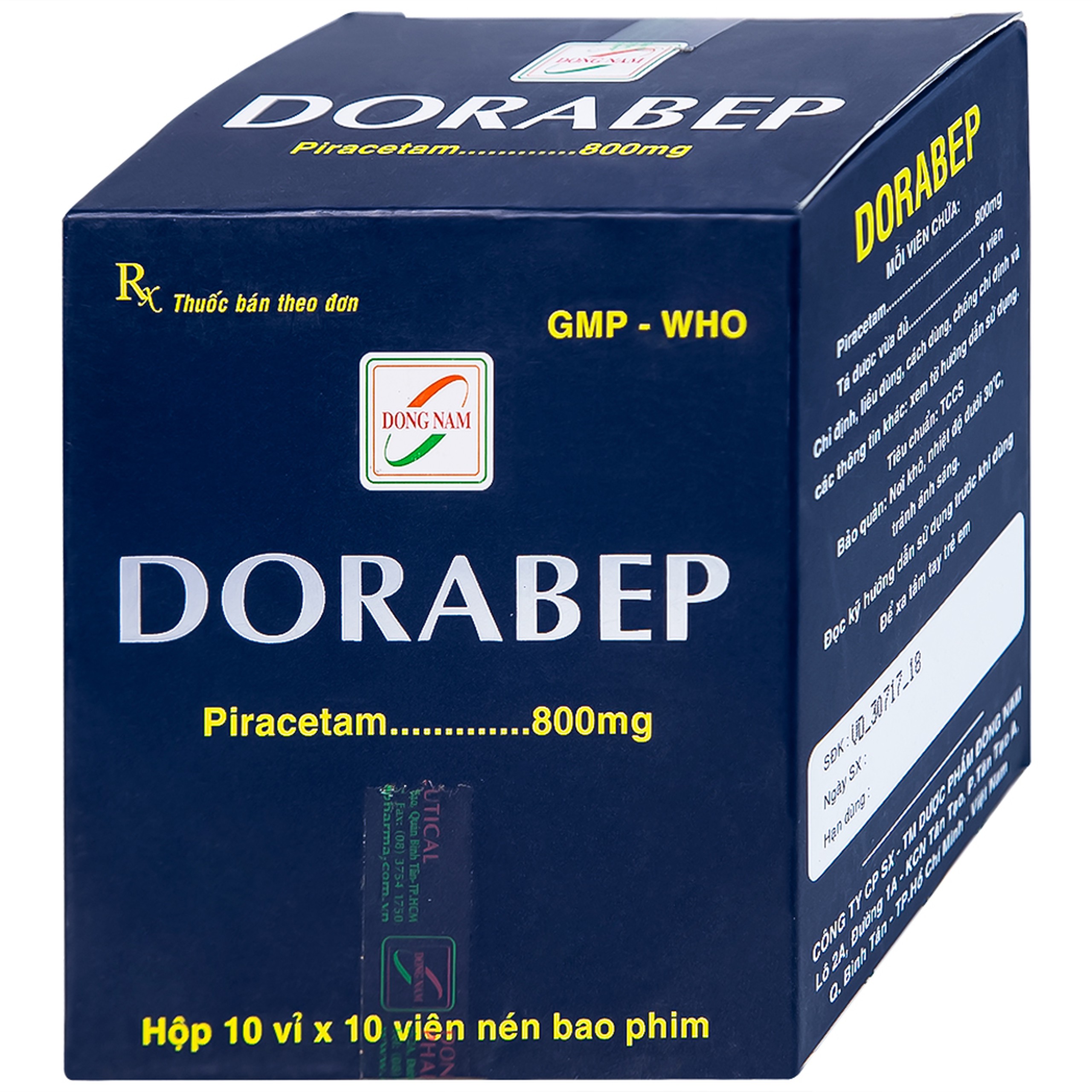 Thuốc Dorabep 800mg Đông Nam điều trị triệu chứng chóng mặt (10 vỉ x 10 viên)