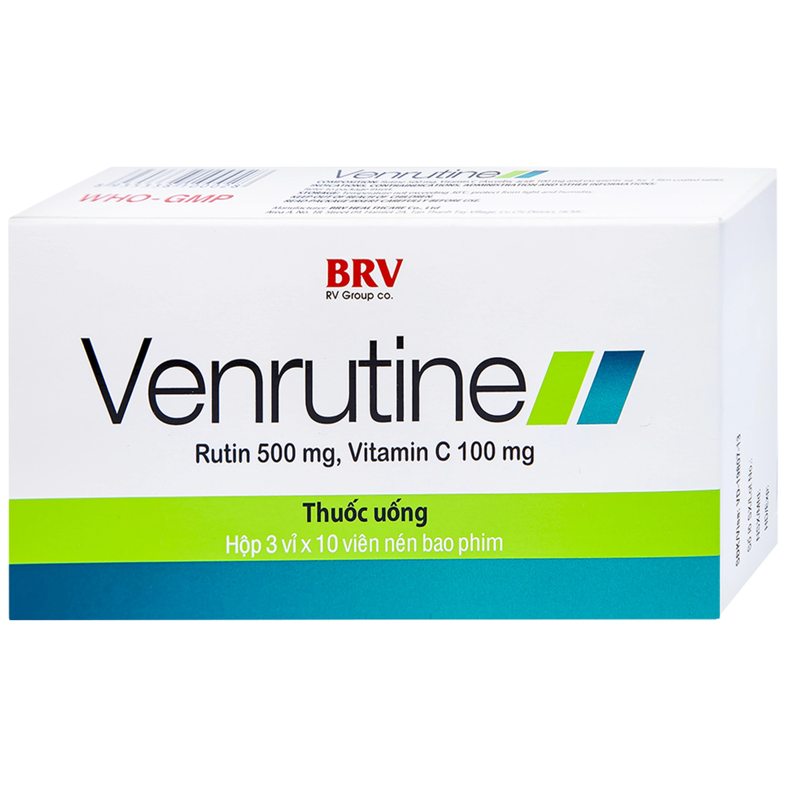 Thuốc Venrutine 500mg/100mg BRV điều trị bệnh trĩ, các chứng xuất huyết dưới da (3 vỉ x 10 viên)