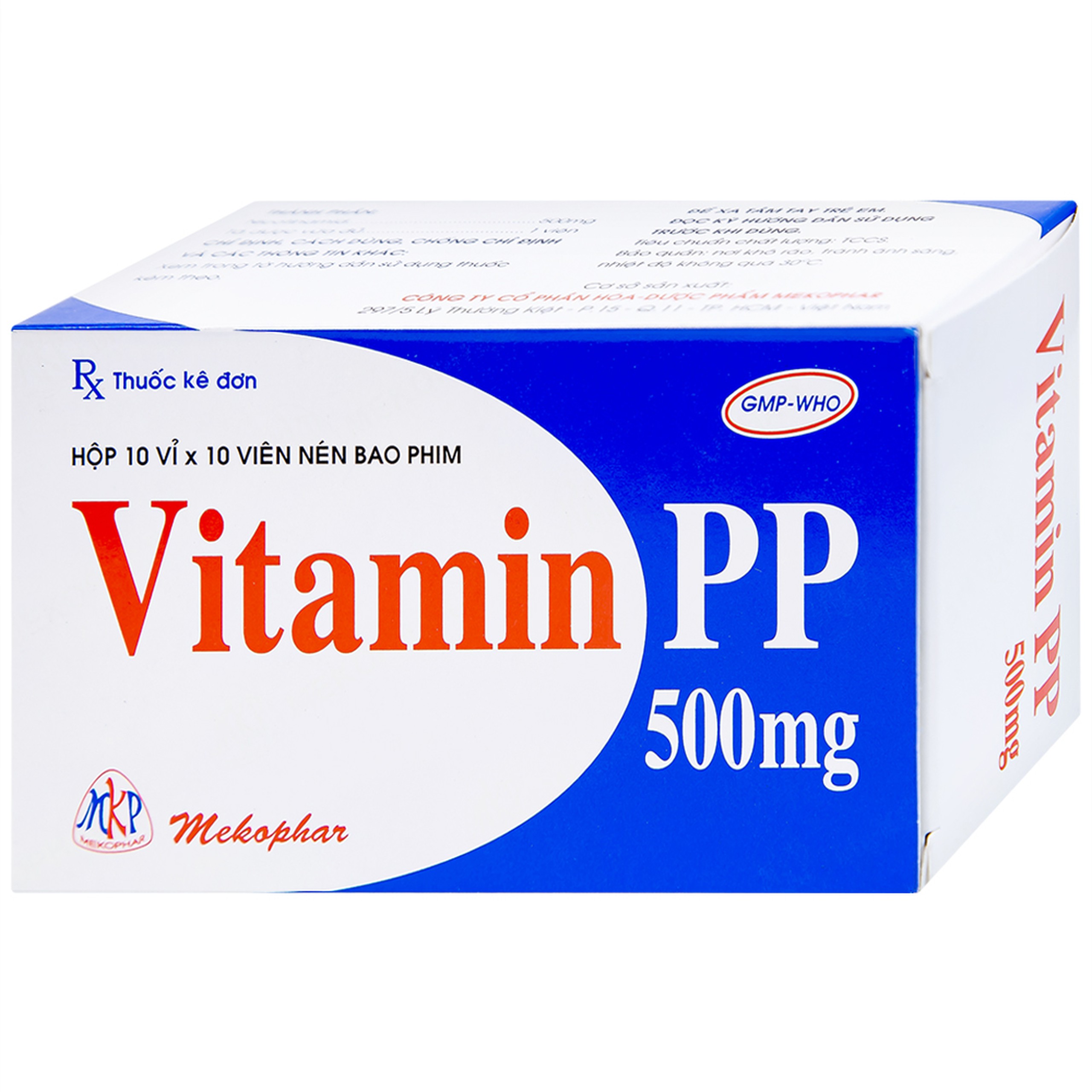 Thuốc Vitamin PP 500mg Mekophar điều trị bệnh pellagra (10 vỉ x 10 viên)