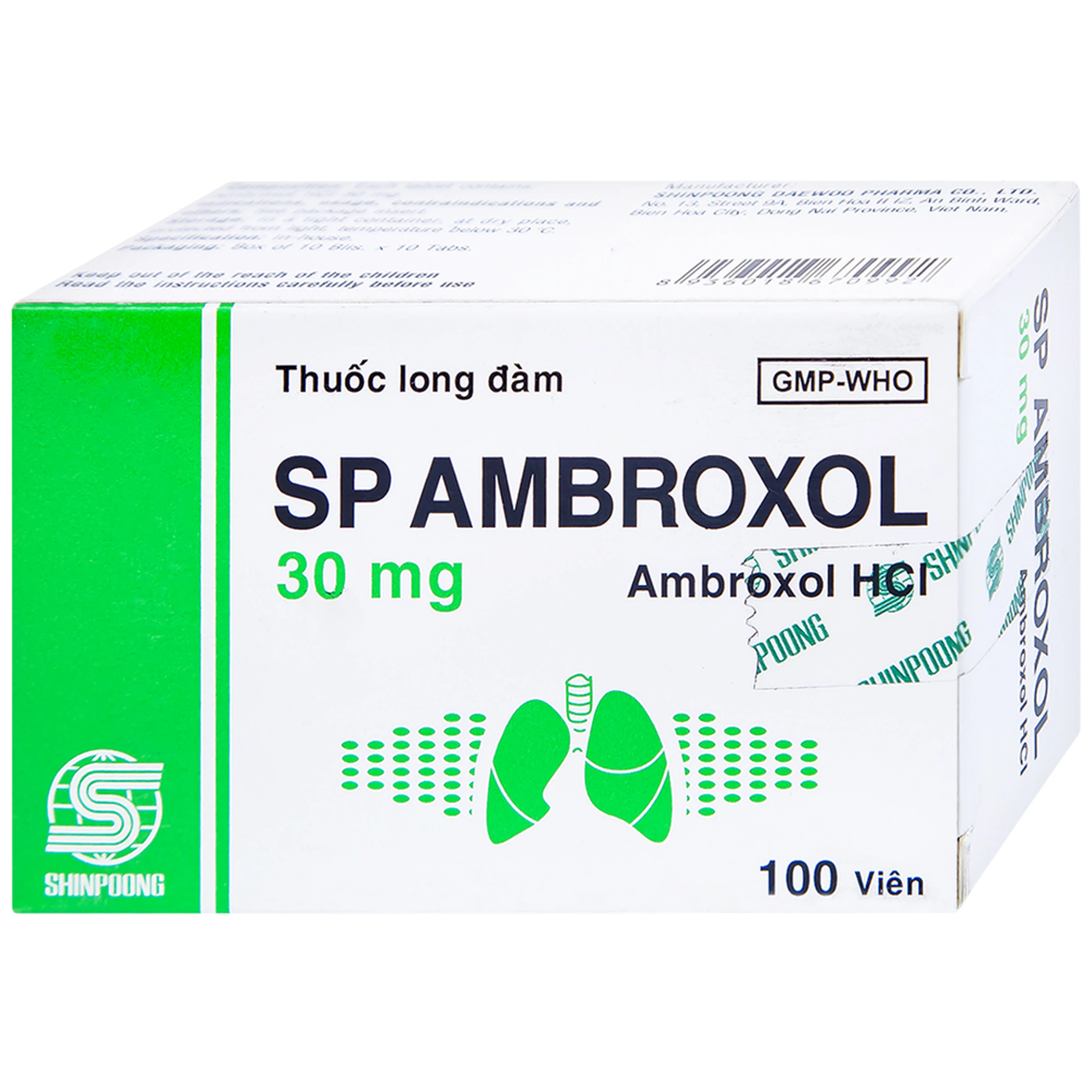 Thuốc SP Ambroxol 30mg điều trị các bệnh cấp và mạn tính ở đường hô hấp (10 vỉ x 10 viên)