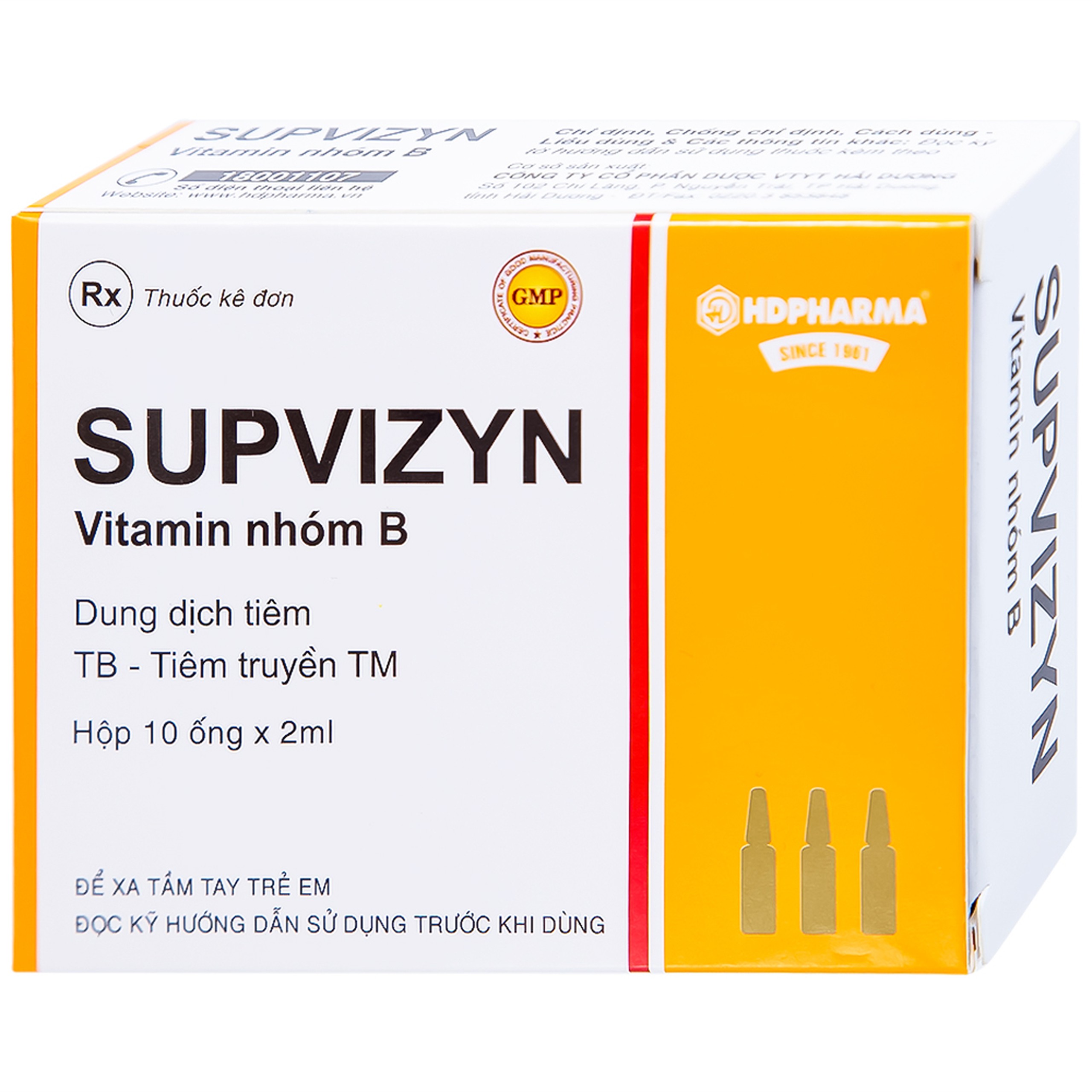 Dung dịch tiêm Supvizyn HDpharma dự phòng và điều trị thiếu các Vitamin nhóm B (10 ống)