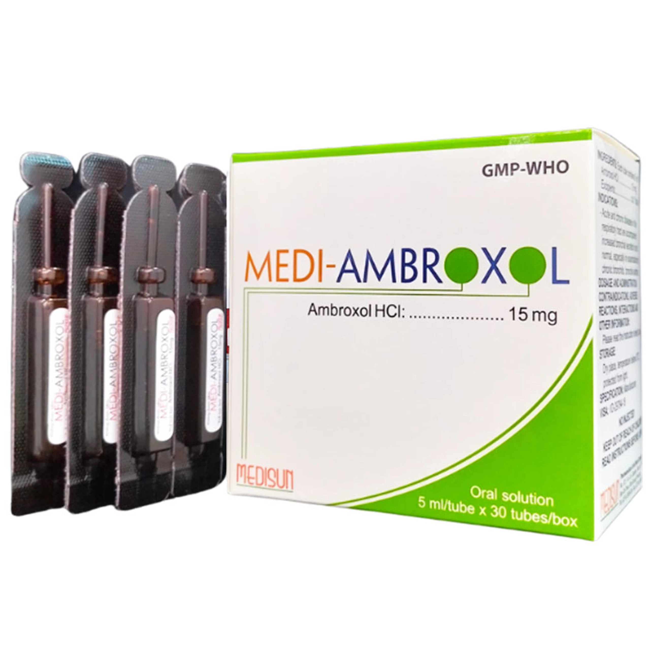 Thuốc Medi-Ambroxol Medisun tiêu chất nhầy đường hô hấp (30 ống x 5ml)
