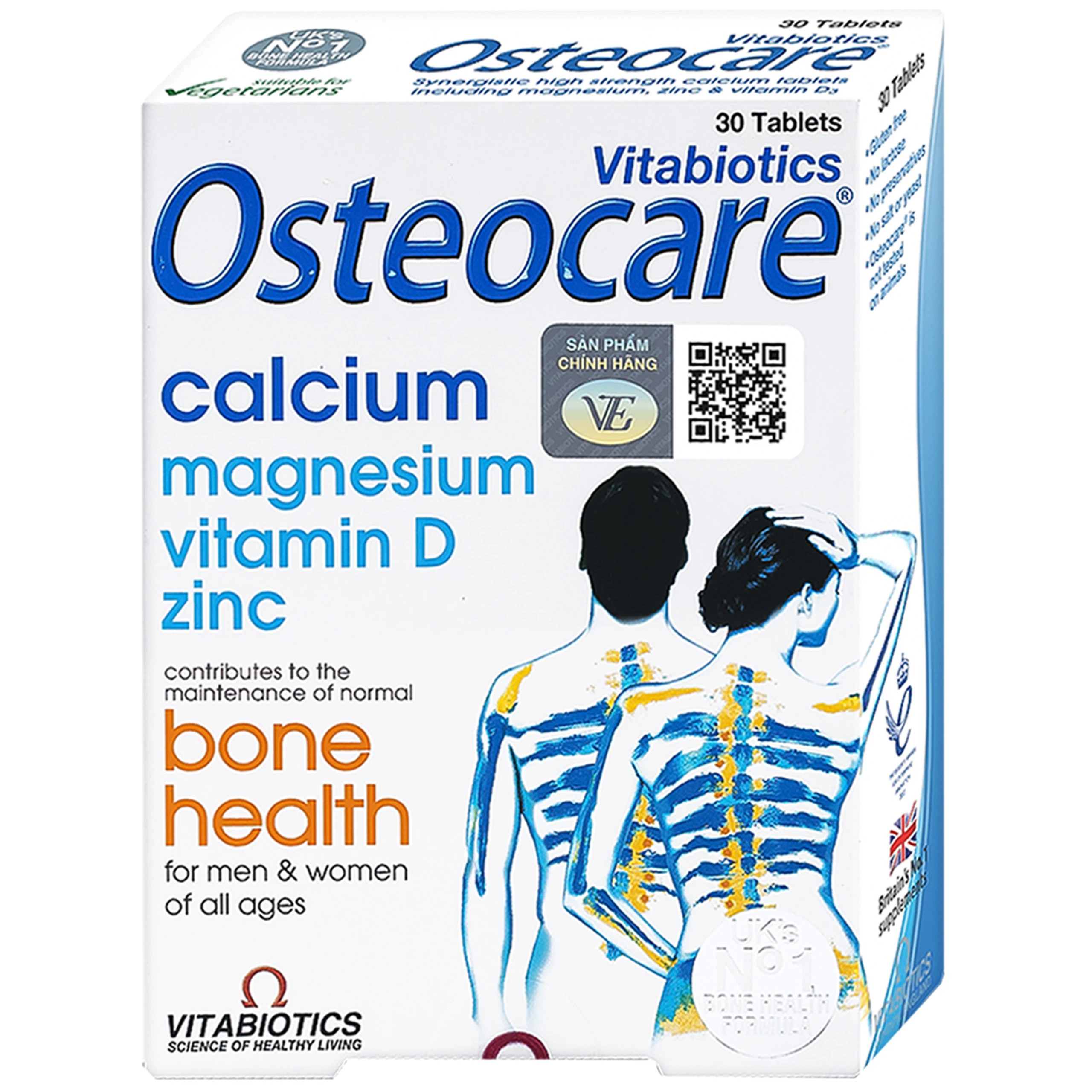 Viên nén Osteocare Vitabiotics bổ sung canxi, khoáng chất cho xương chắc khoẻ (2 vỉ x 15 viên)