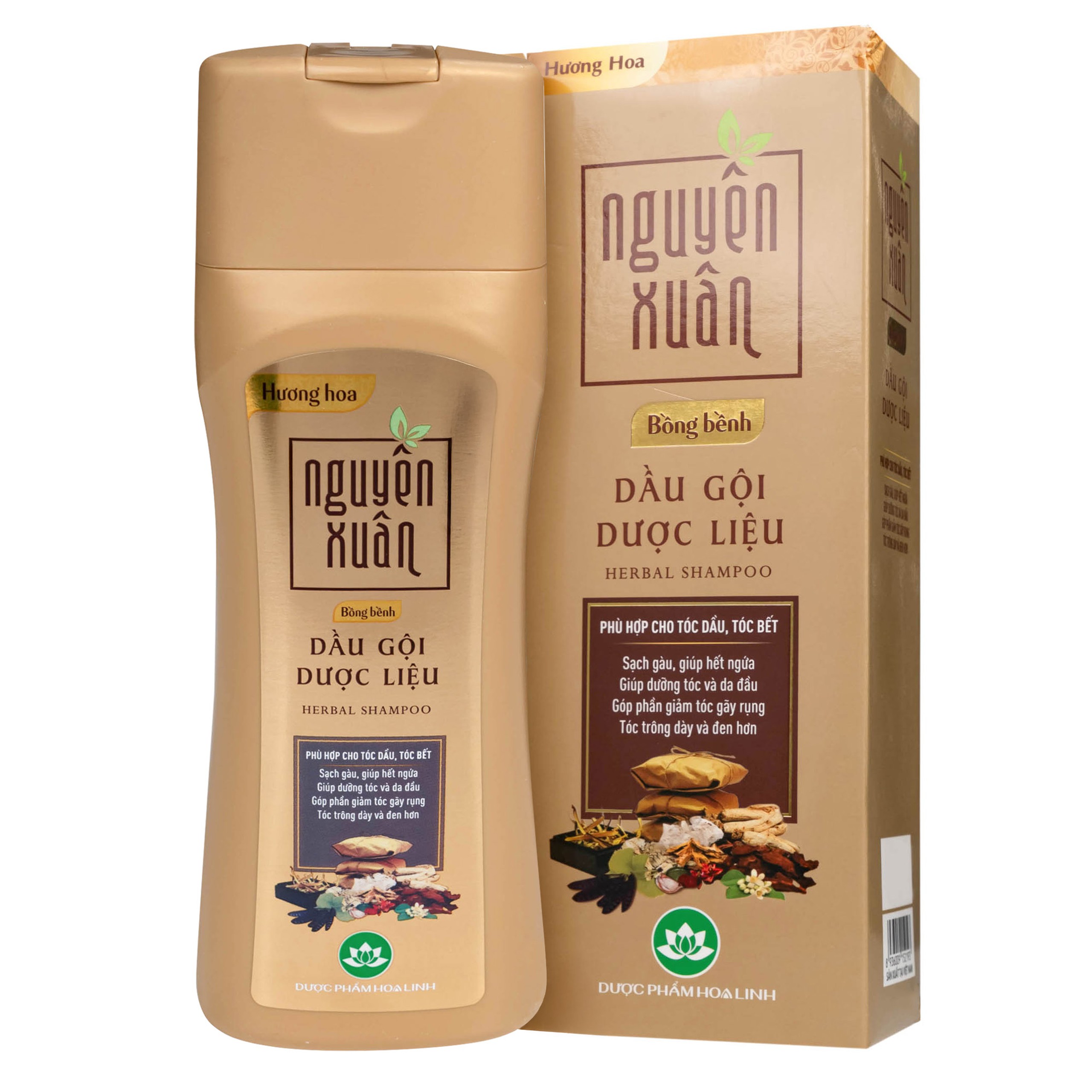 Dầu gội dược liệu Nguyên Xuân vàng hoa linh giảm gãy rụng, da đầu nhiều dầu (260g)