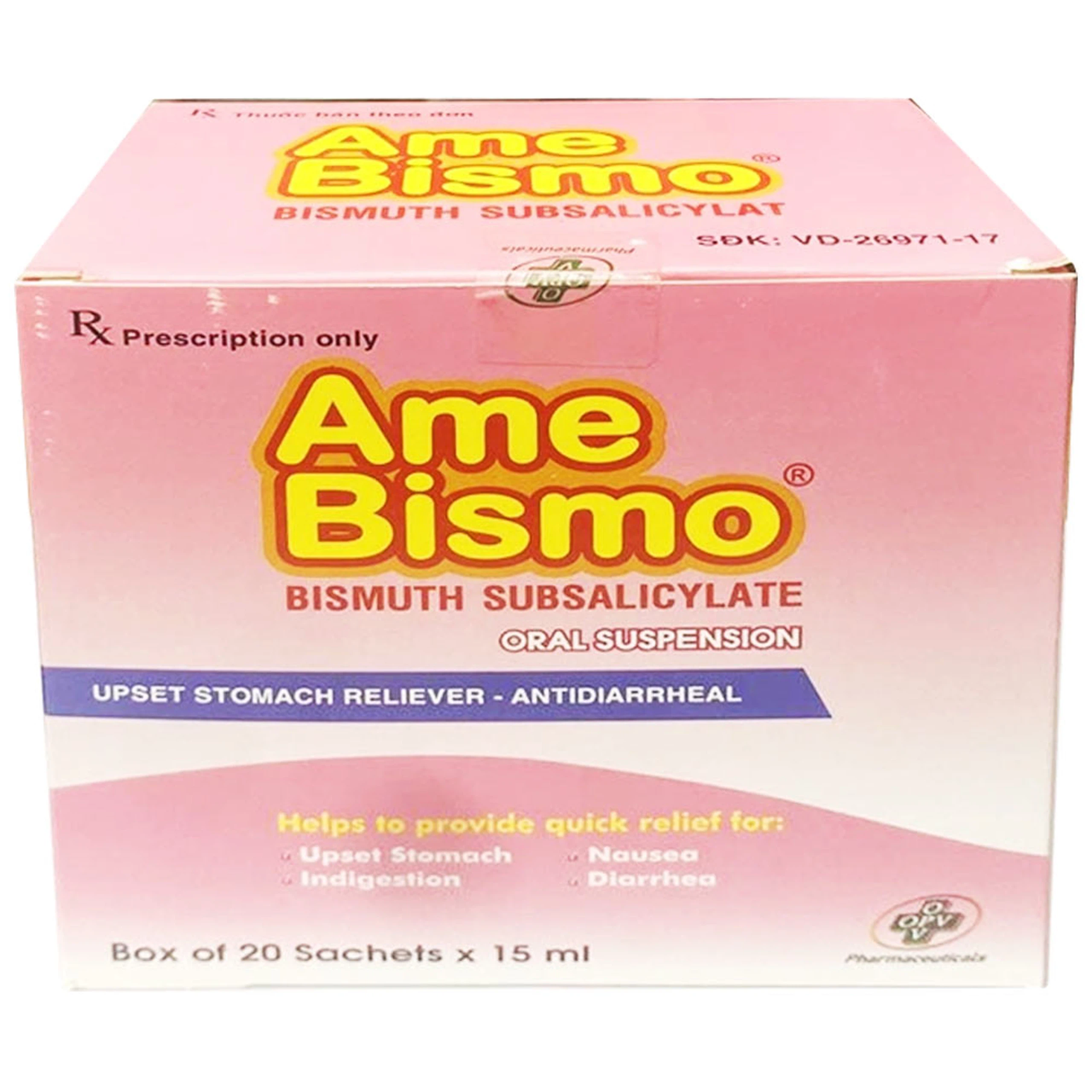 Hỗn dịch uống Ame Bismo 15ml OPV giảm các triệu chứng khó chịu ở dạ dày, ăn không tiêu (20 gói)
