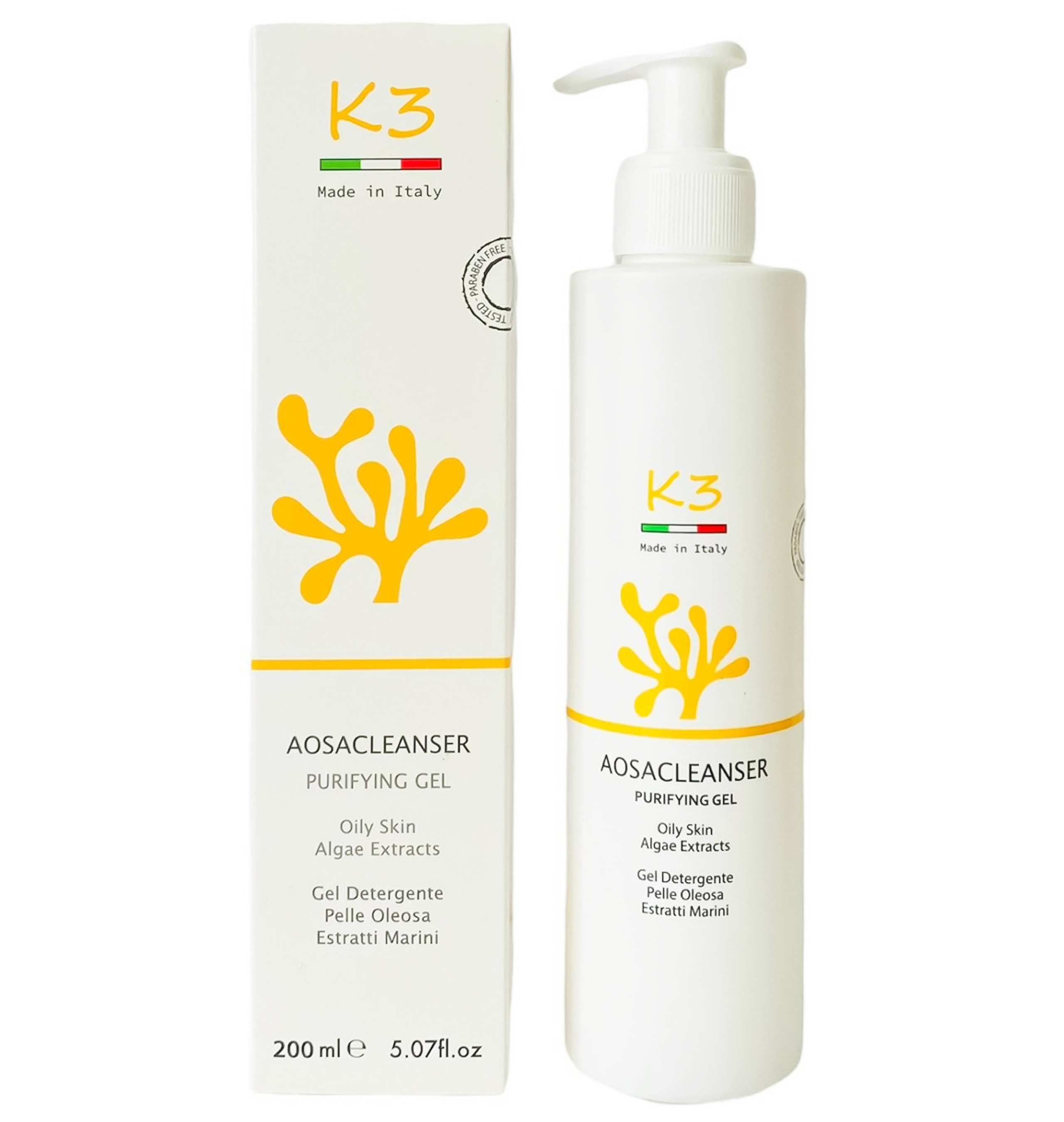 Gel rửa mặt K3 Aosacleanser Purifying giúp giảm nhờn, mụn, làm sạch da một cách dịu nhẹ (200ml)