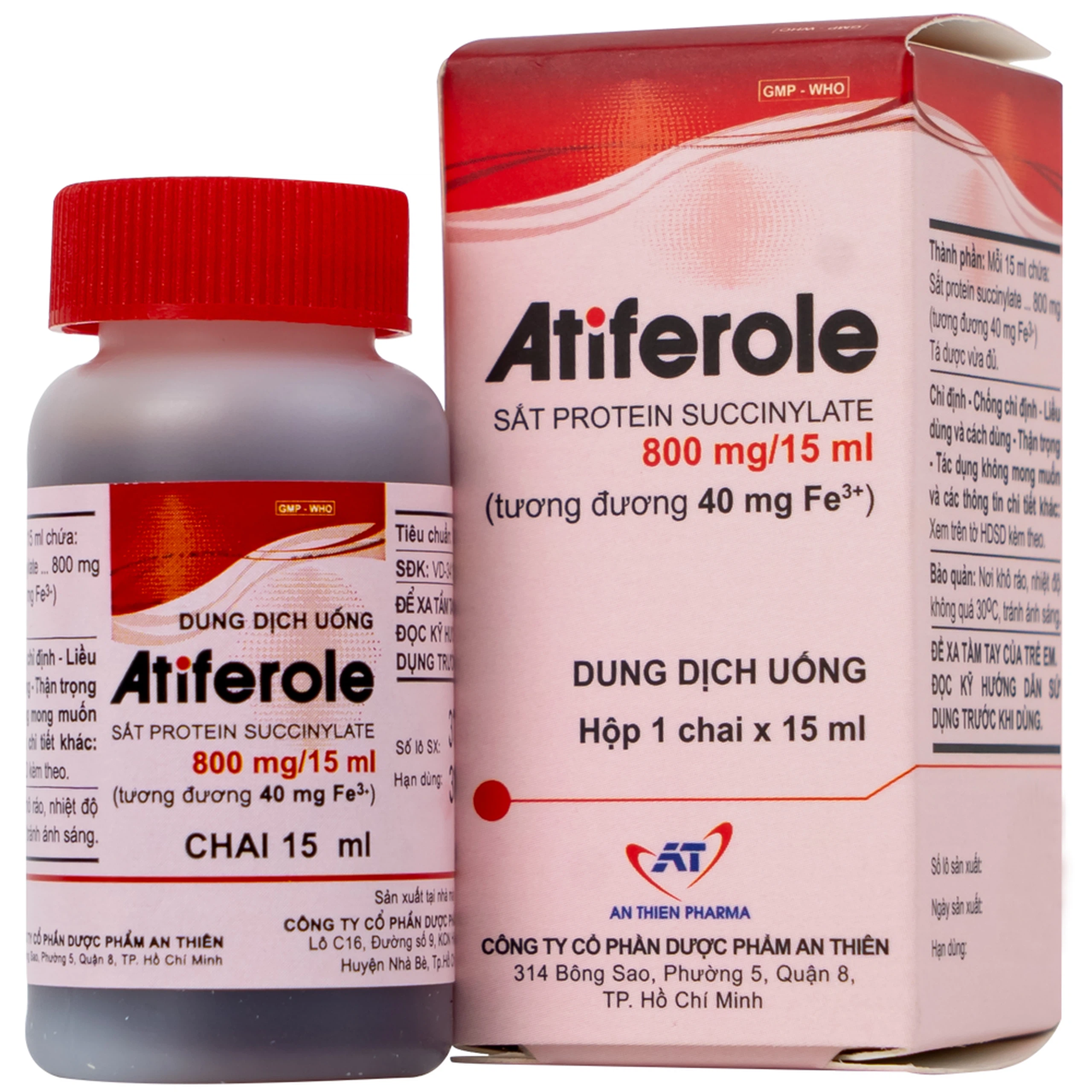 Dung dịch uống Atiferole A.T Domperidon 5mg An Thiên điều trị tình trạng thiếu hụt sắt và thiếu máu (1 chai x 30ml)