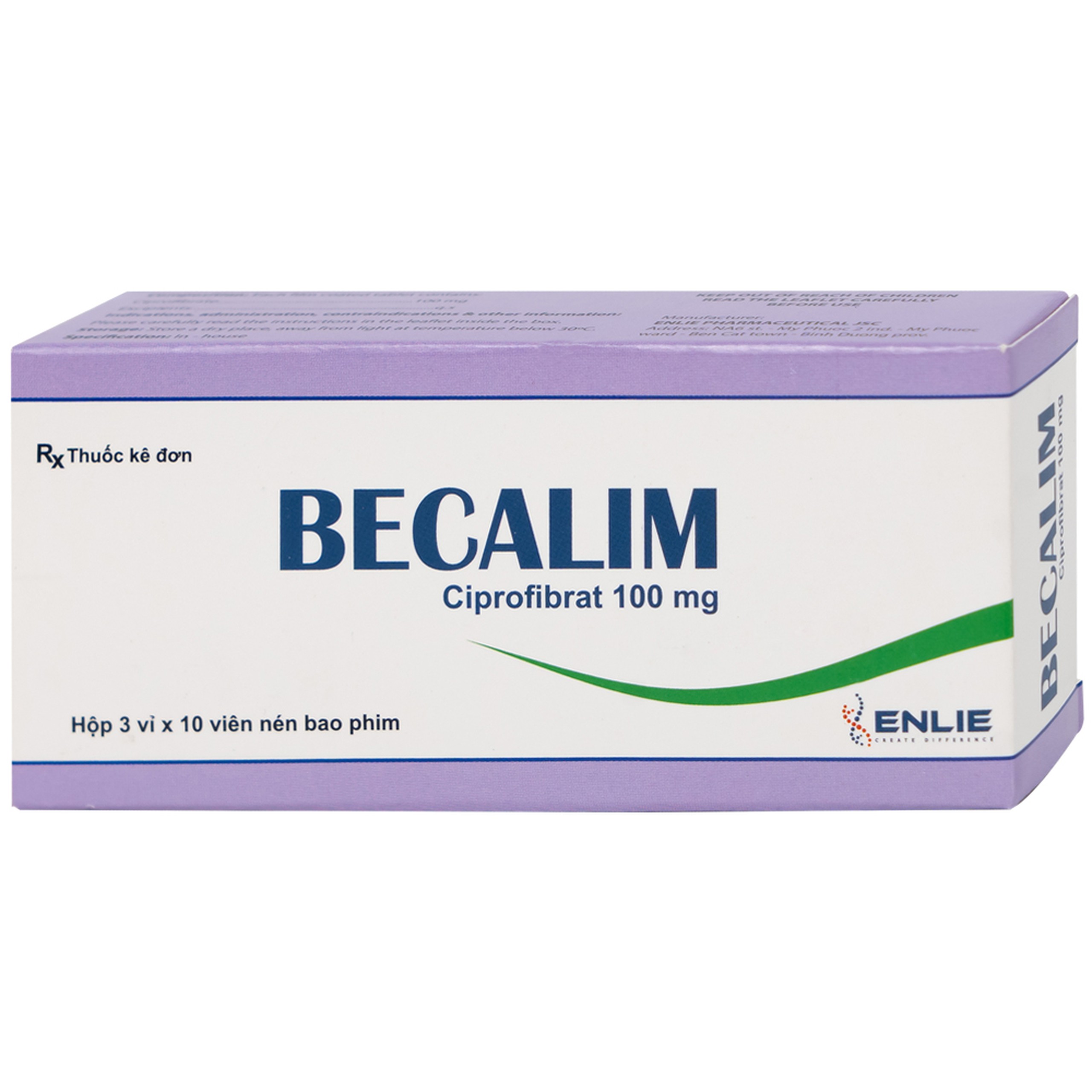 Thuốc Becalim 100mg Enlie Pharma điều trị tăng Cholesterol máu (3 vỉ x 10 viên)