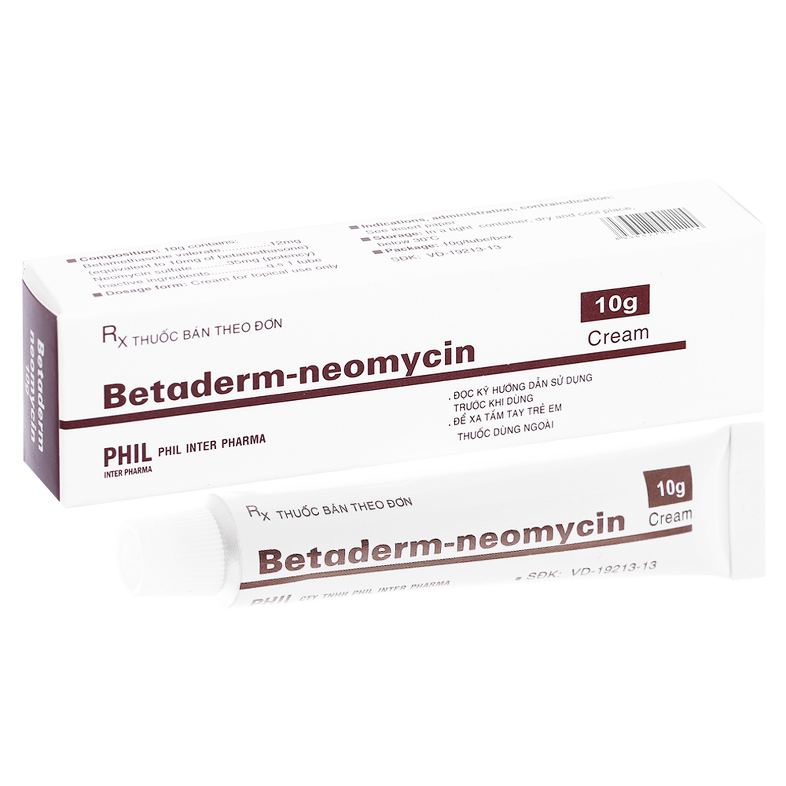 Kem bôi ngoài da Betaderm Neomycin Cream Phil điều trị các bệnh viêm da (10g)