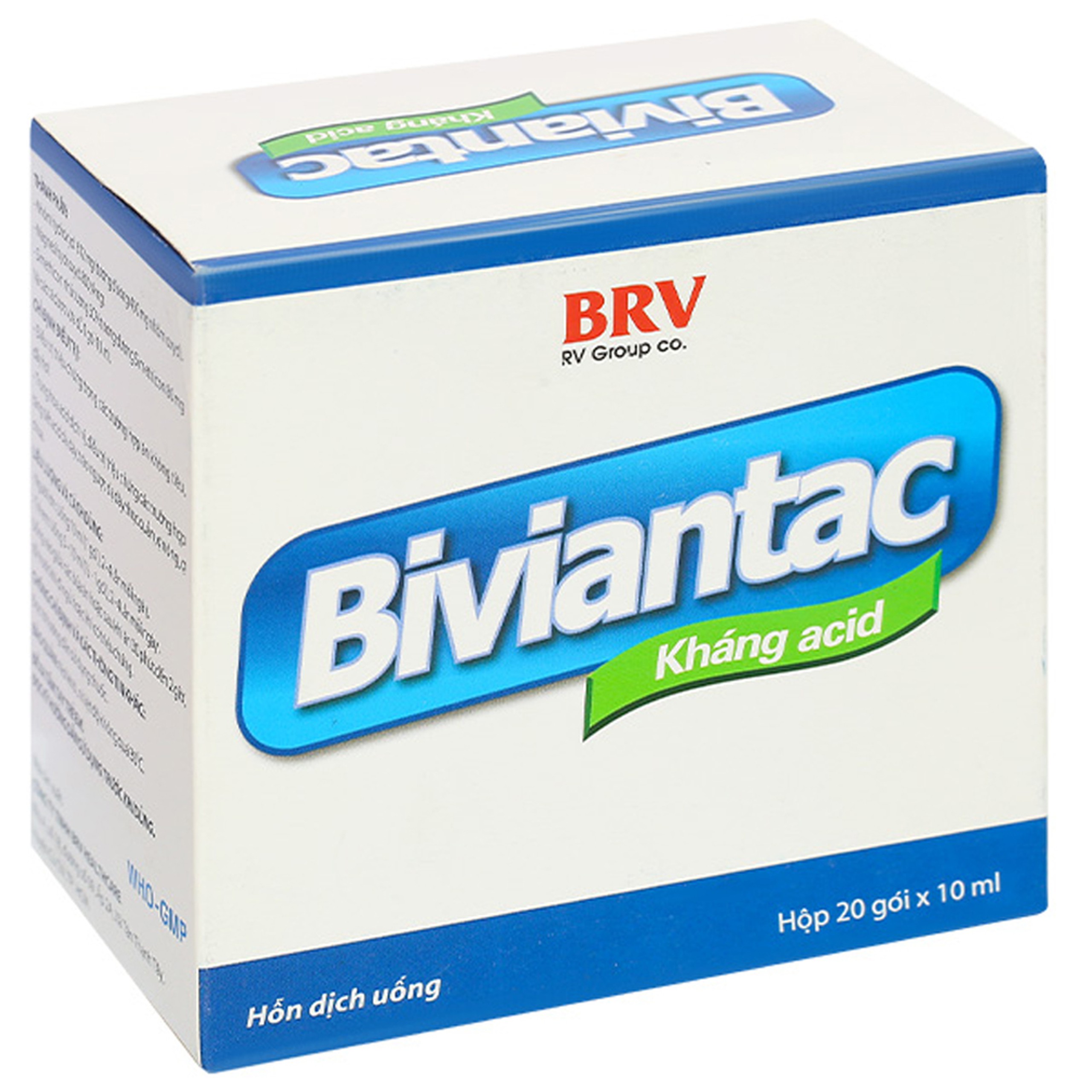 Hỗn dịch uống Biviantac Kháng Acid 10ml Reliv điều trị ăn không tiêu, đầy hơi (20 gói)