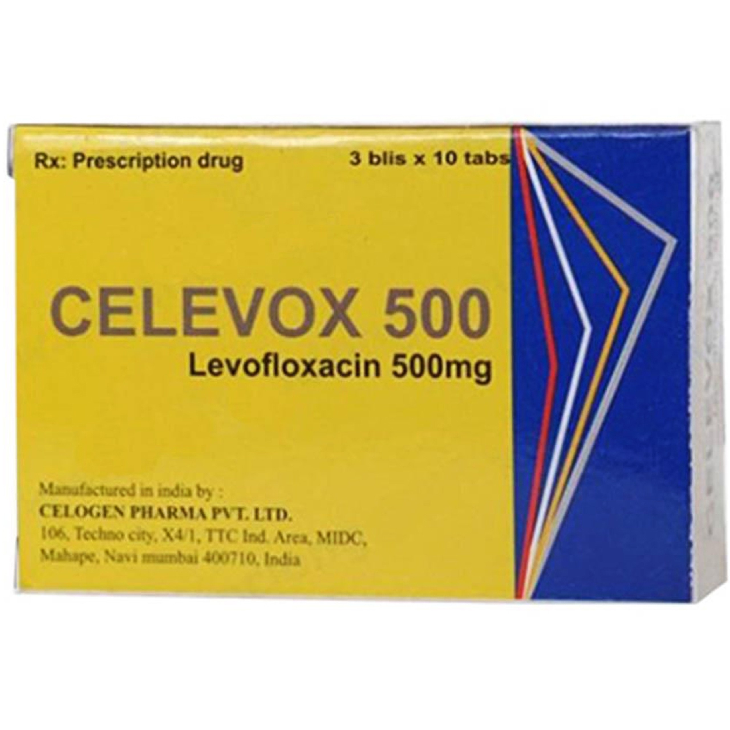 Thuốc Celevox 500 Celogen Pharma điều trị viêm xoang cấp, viêm phế quản mãn (3 vỉ x 10 viên)