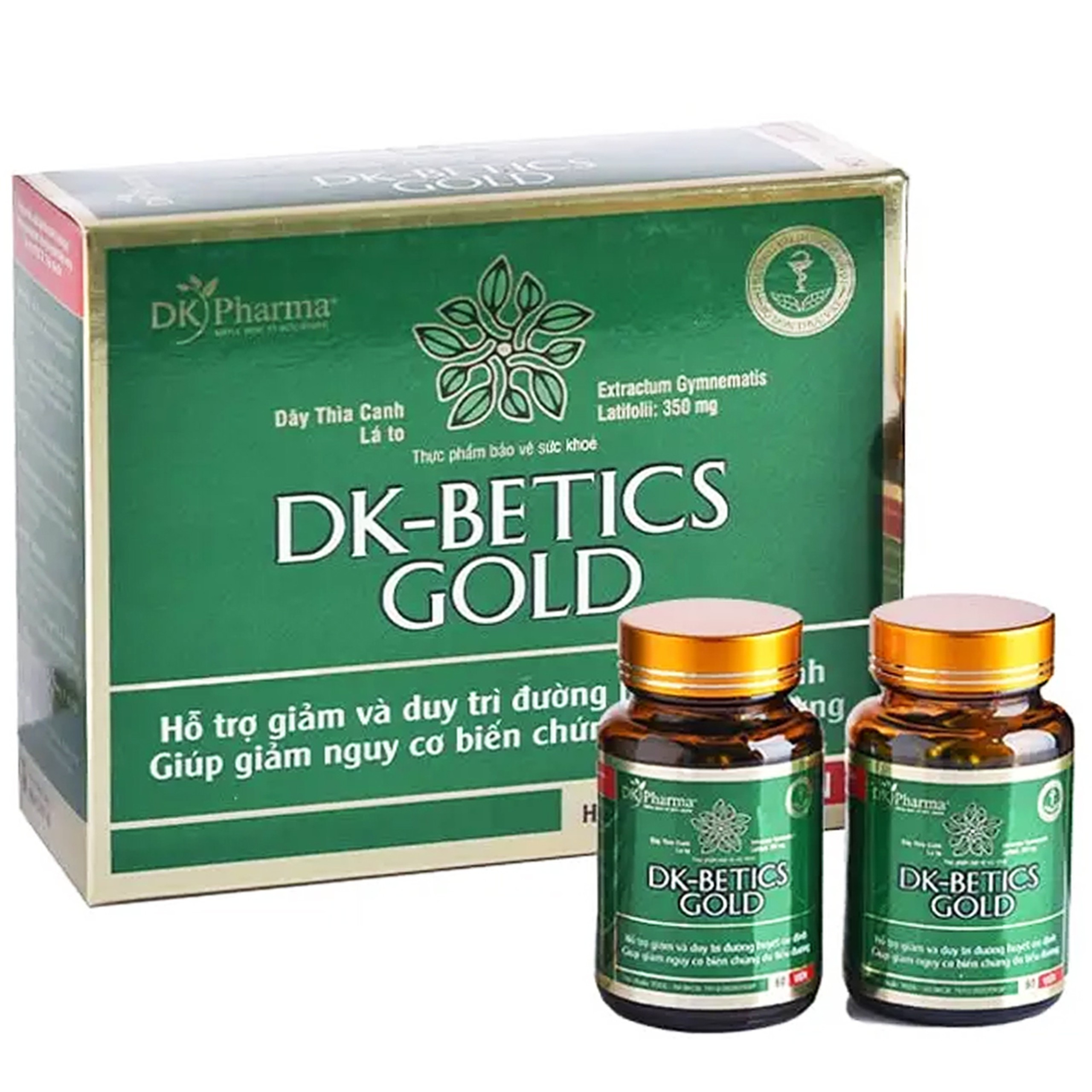 Viên uống DK-Betics Gold hỗ trợ giảm và duy trì đường huyết ổn định, biến chứng do tiểu đường (2 lọ x 60 viên)