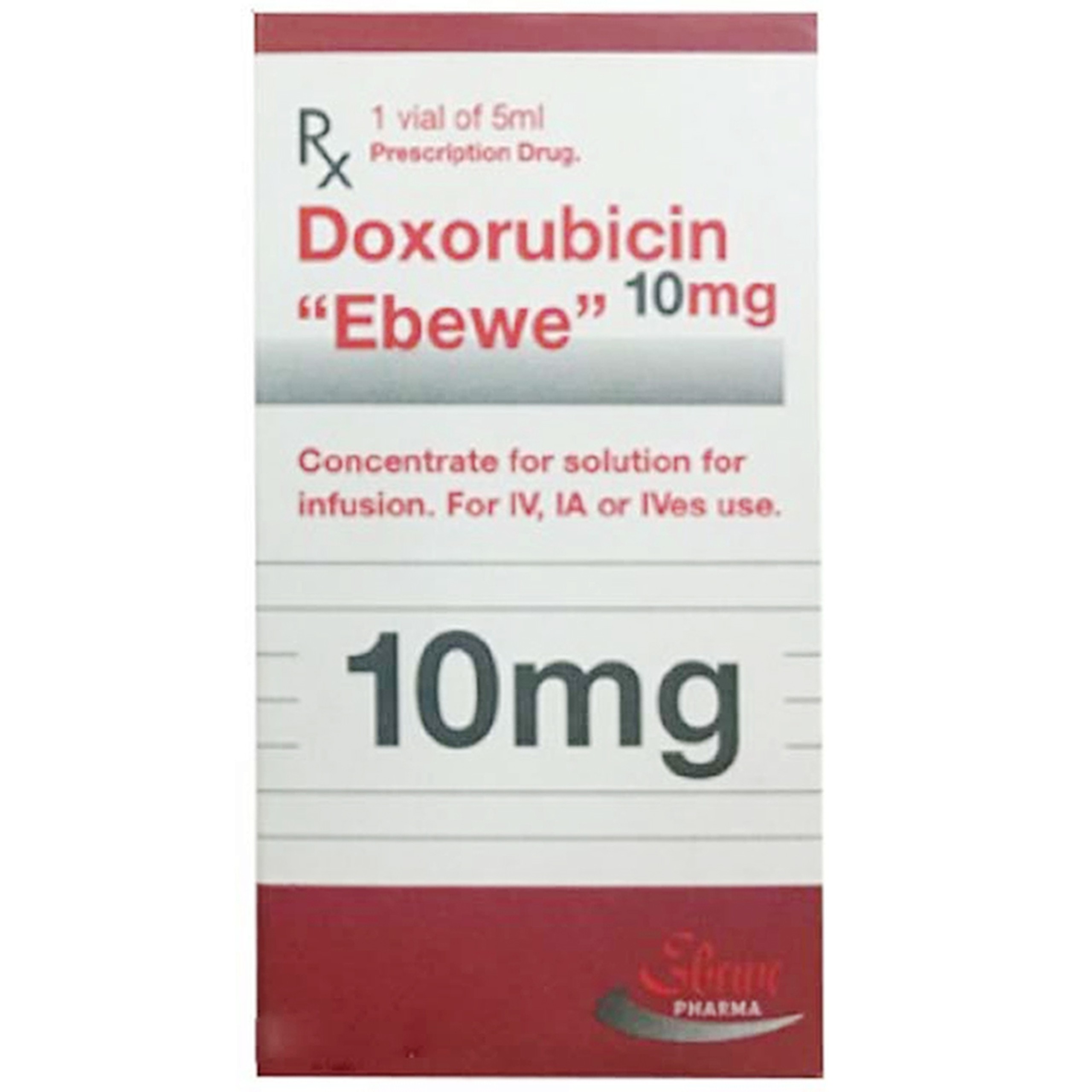 Thuốc Doxorubicin Ebewe 10mg/5ml điều trị khối u cứng, ung thư hệ tạo máu và hệ lympho (5ml)