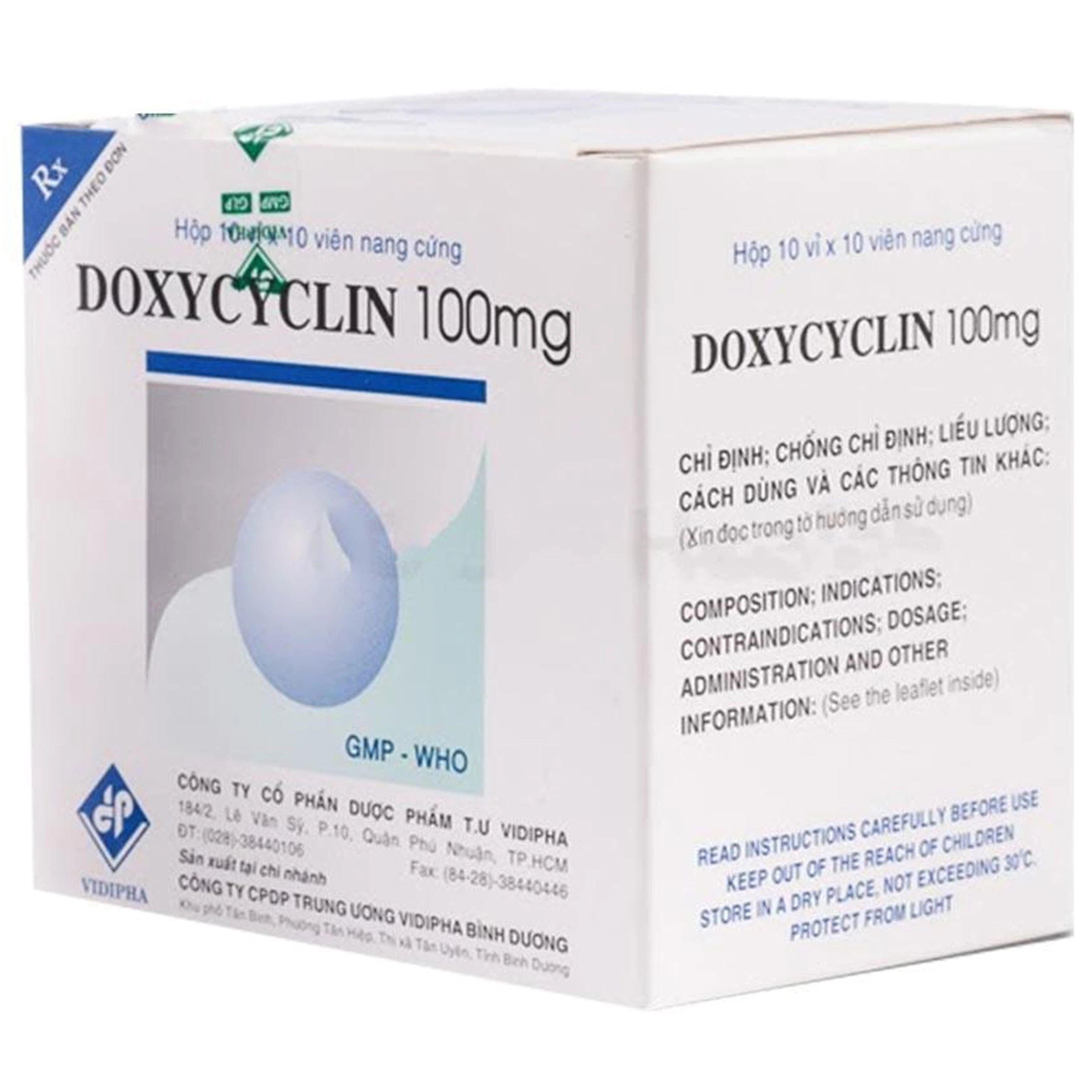 Thuốc Doxycyclin 100mg Vidipha điều trị nhiễm khuẩn (10 vỉ x 10 viên)