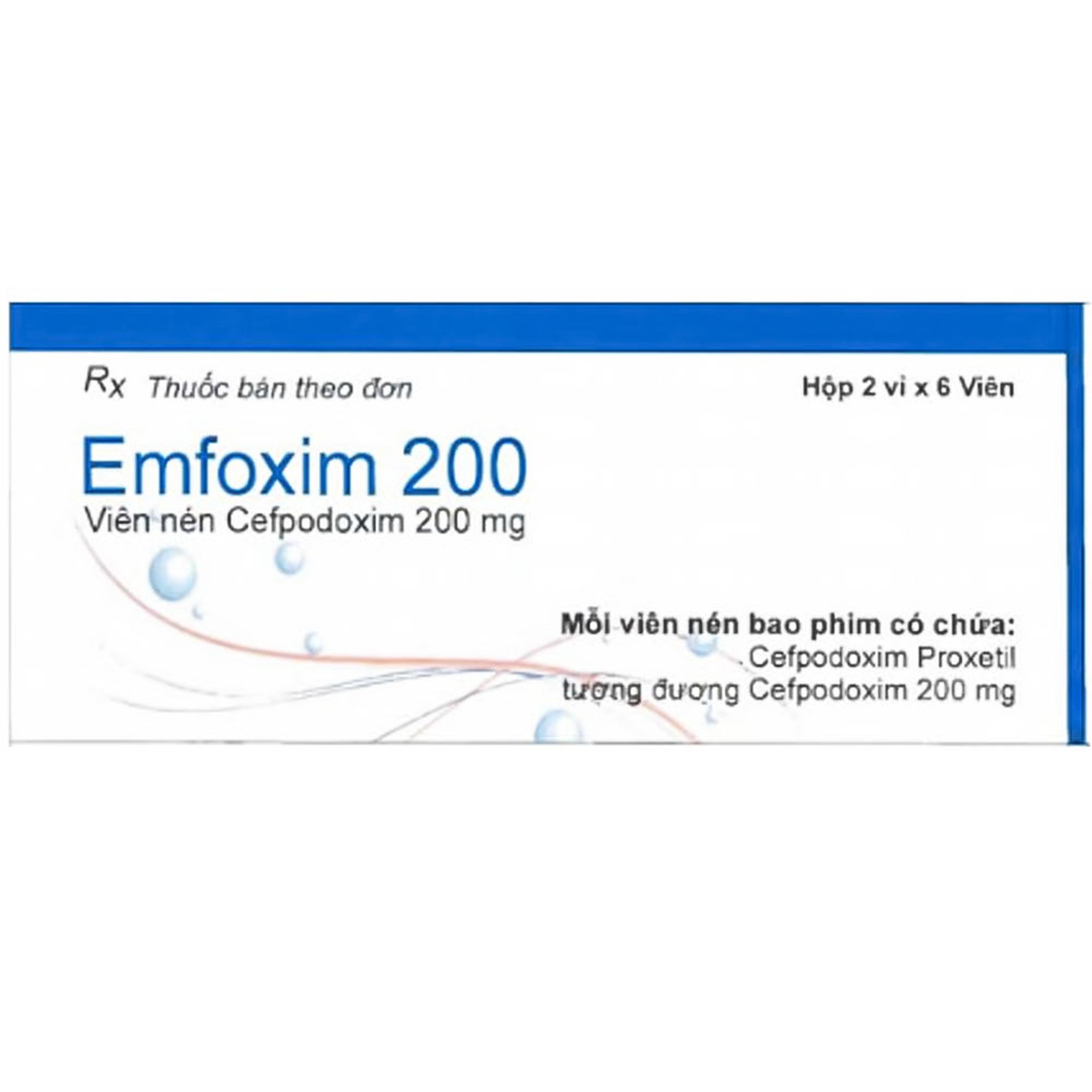 Thuốc Emfoxim 200Mg Incepta điều trị các trường hợp nhiễm khuẩn từ nhẹ đến trung bình (2 vỉ x 6 viên)