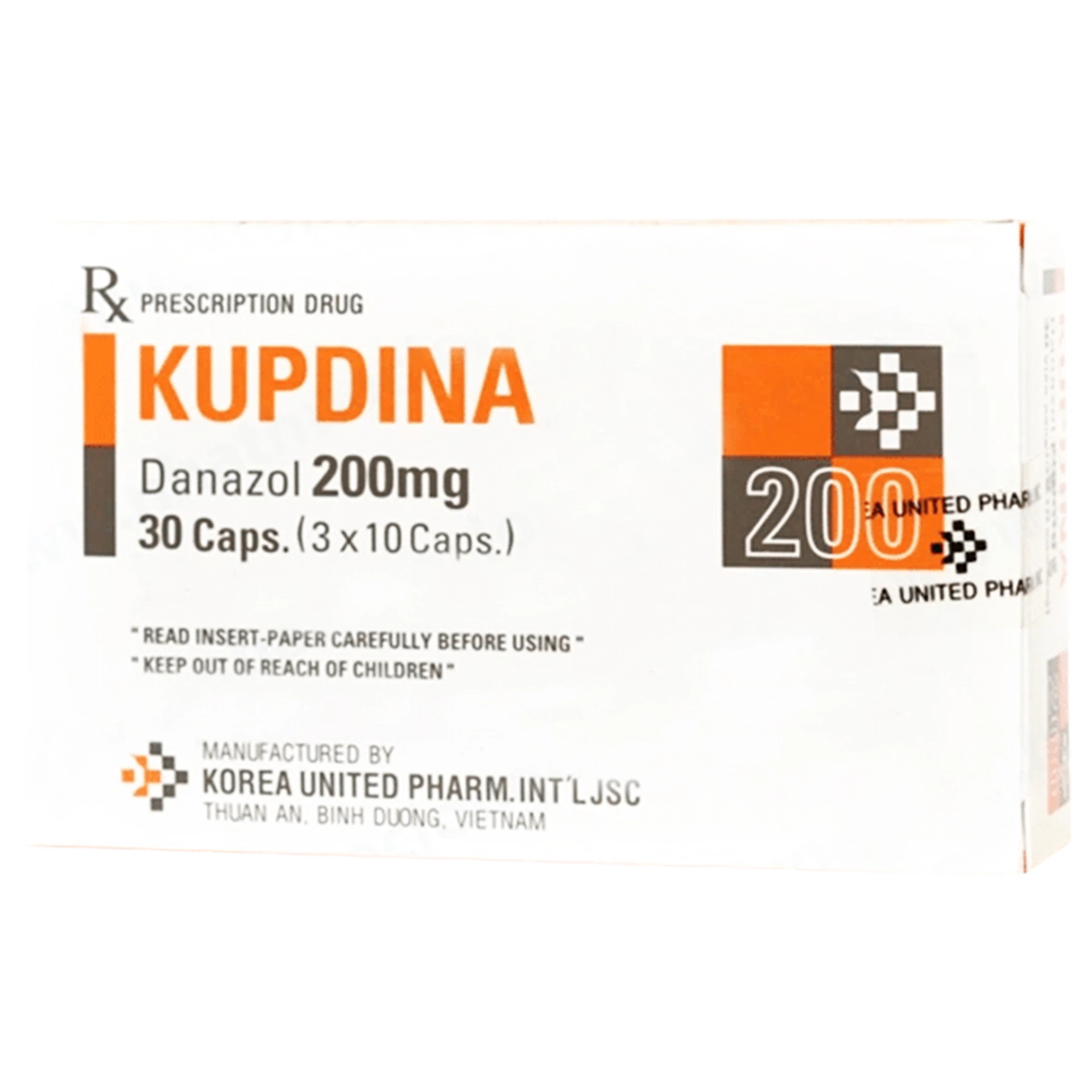 Viên nang cứng Kupdina 200mg Korea United Pharm điều trị đau trong lạc nội mạc tử cung, u xơ tuyến vú (3 vỉ x 10 viên)