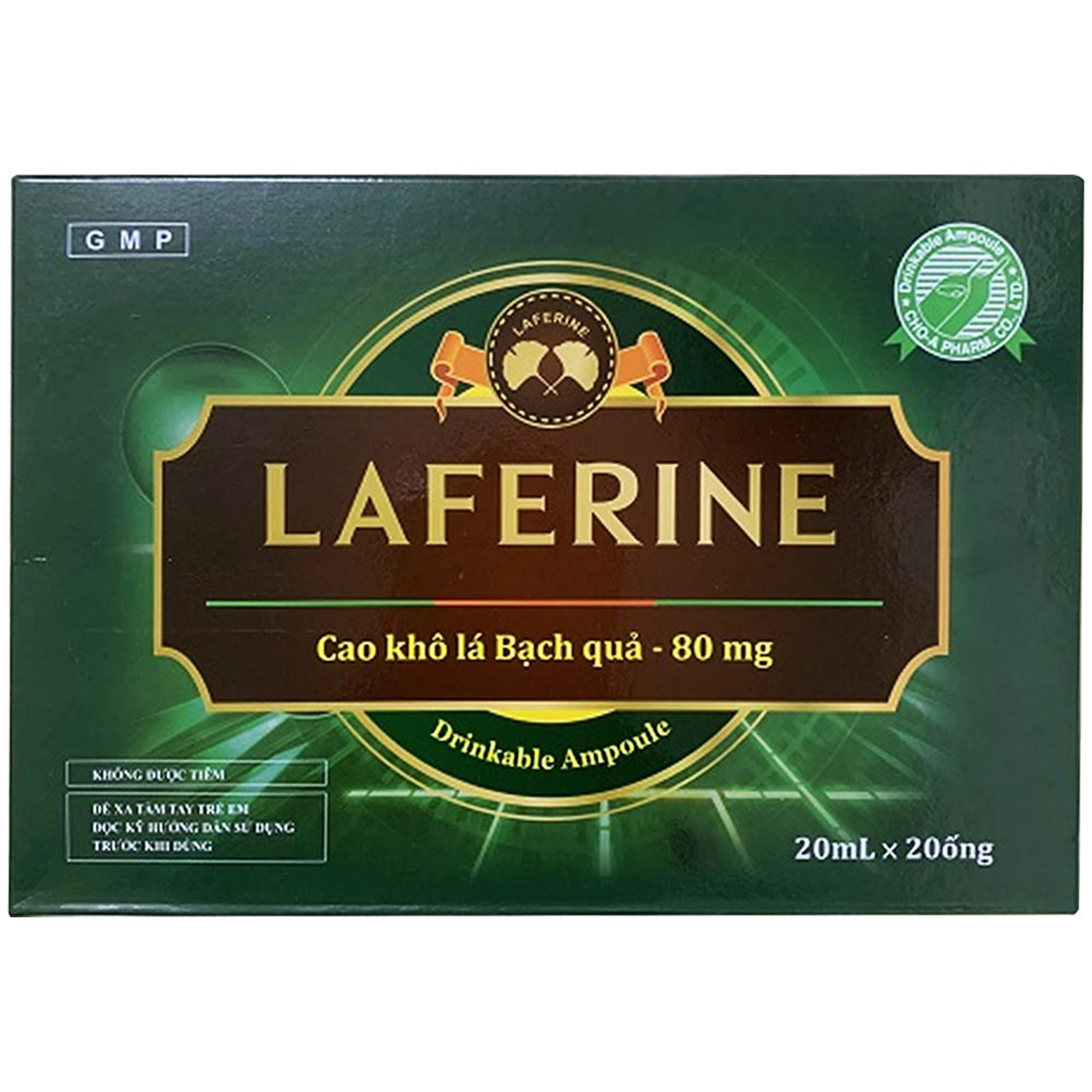 Dung dịch uống Laferine 80mg Cho-A điều trị suy giảm trí nhớ, kém tập trung, thiểu năng (20 ống x 20ml)