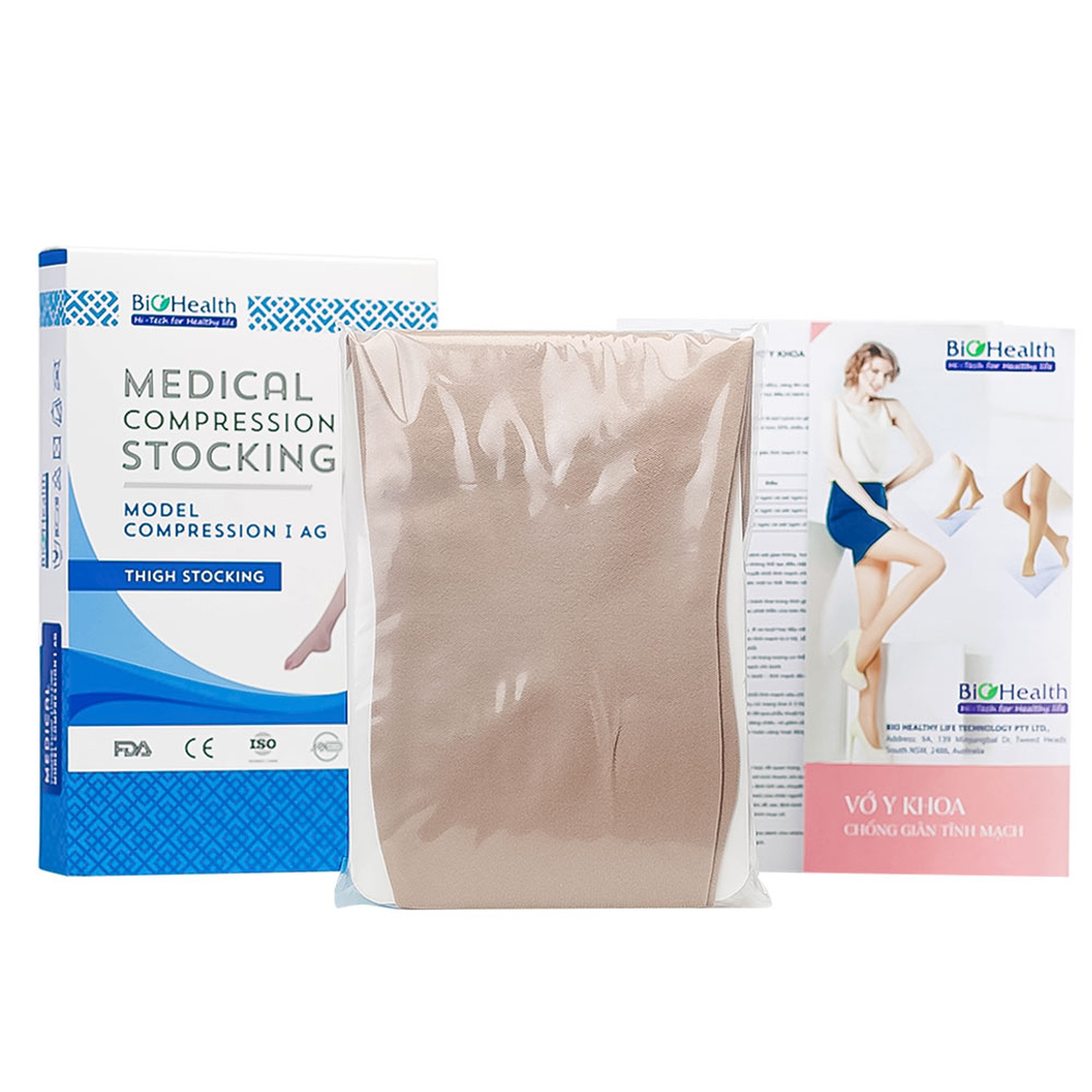 Vớ đùi y khoa Medical Compression Stocking size S BioHealth chống giãn tĩnh mạch