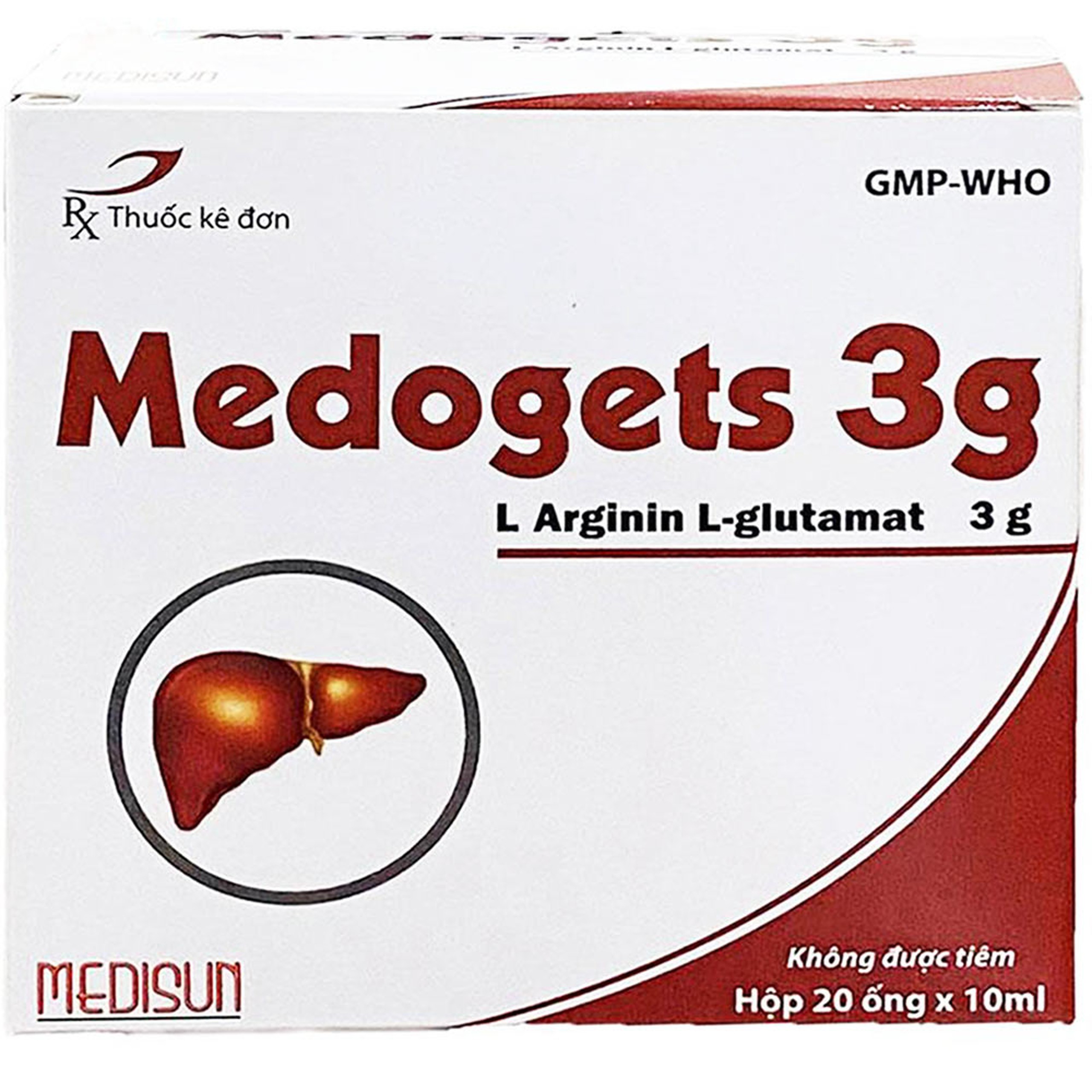 Dung dịch uống Medogets 3g Medisun dùng trong mệt mỏi, suy nhược cơ thể (20 ống x 10ml)