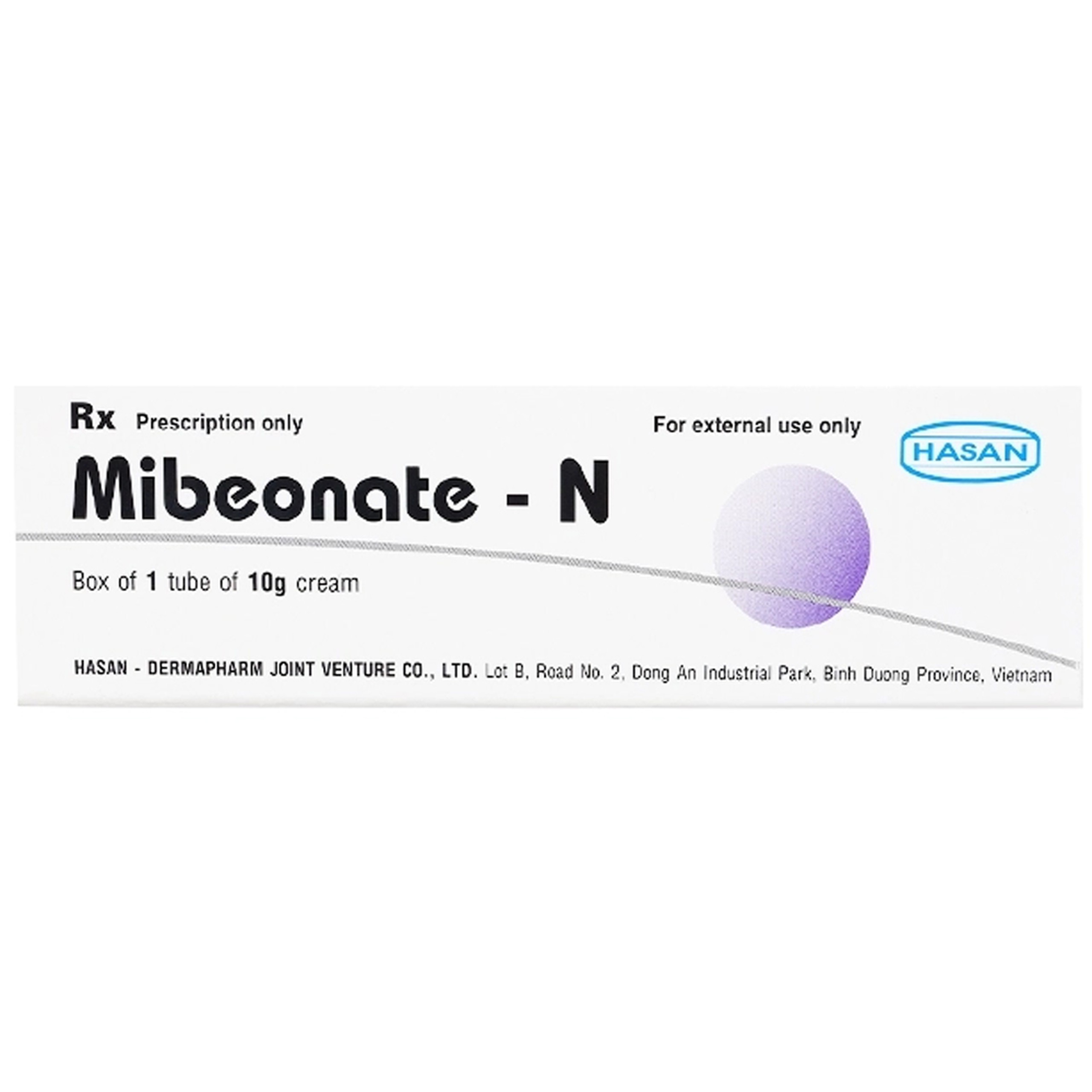 Kem bôi ngoài da Mibeonate - N 10g Hasan điều trị các bệnh nhiễm khuẩn ngoài da nhẹ do tụ cầu 