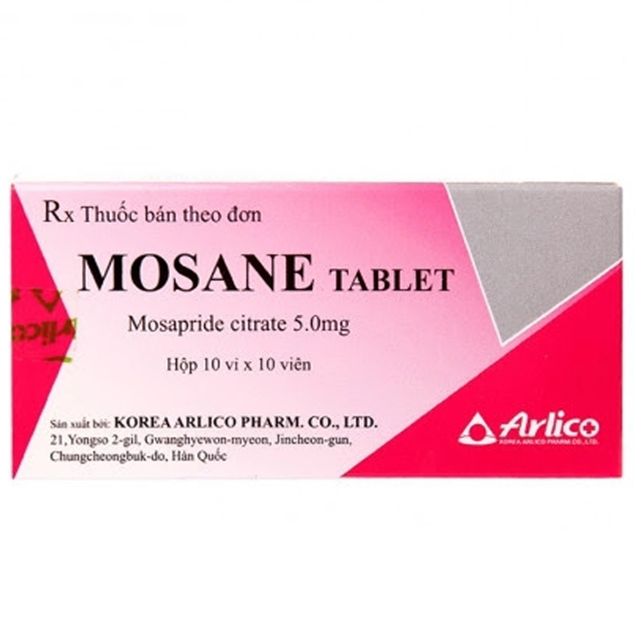 Viên nén Mosane Tablet 5mg Arlico điều trị bệnh trào ngược dạ dày - thực quản, ợ nóng (10 vỉ x 10 viên) 
