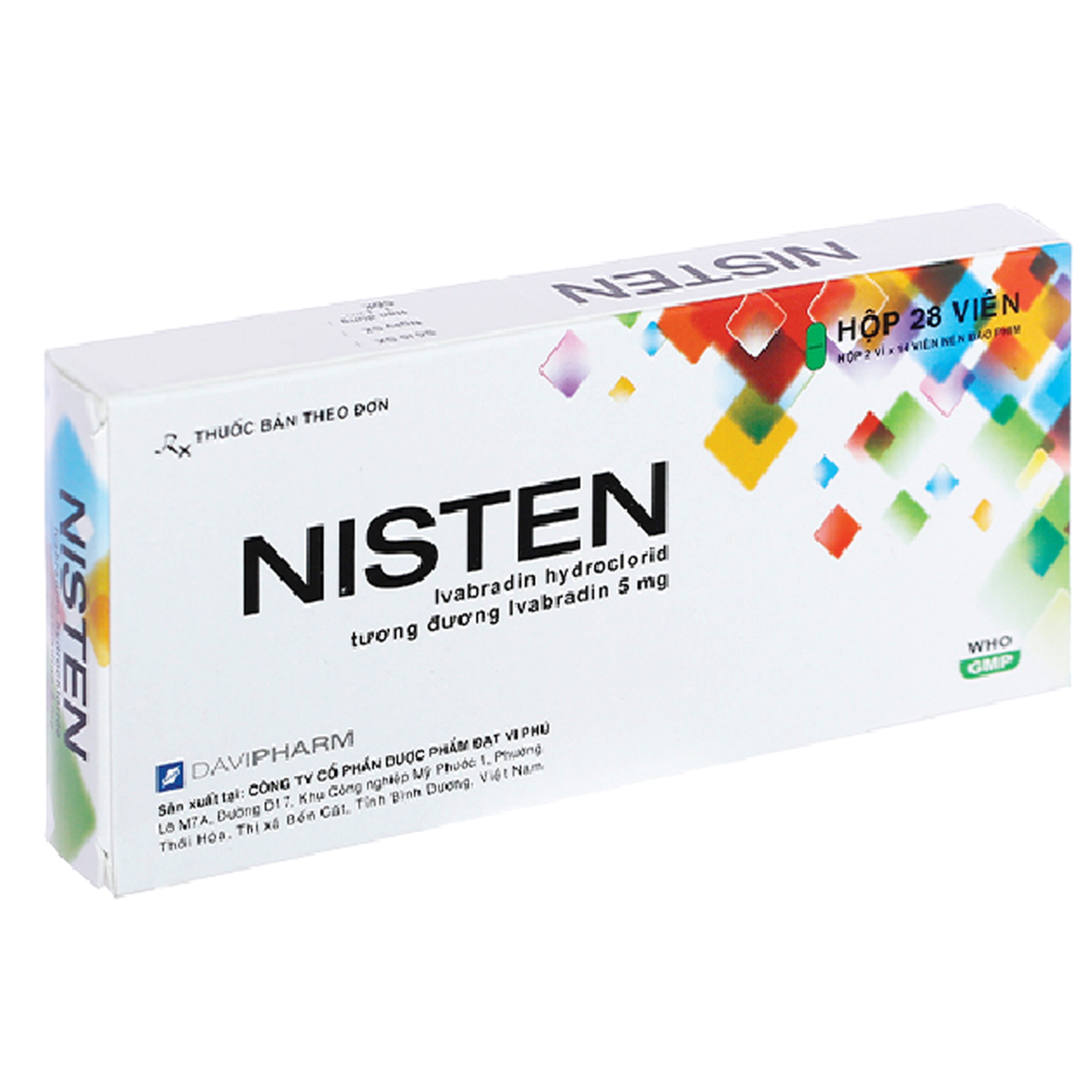 Viên nén Nisten 5mg DaViPharm điều trị bệnh mạch vành, đau thắt ngực (2 vỉ x 14 Viên) 