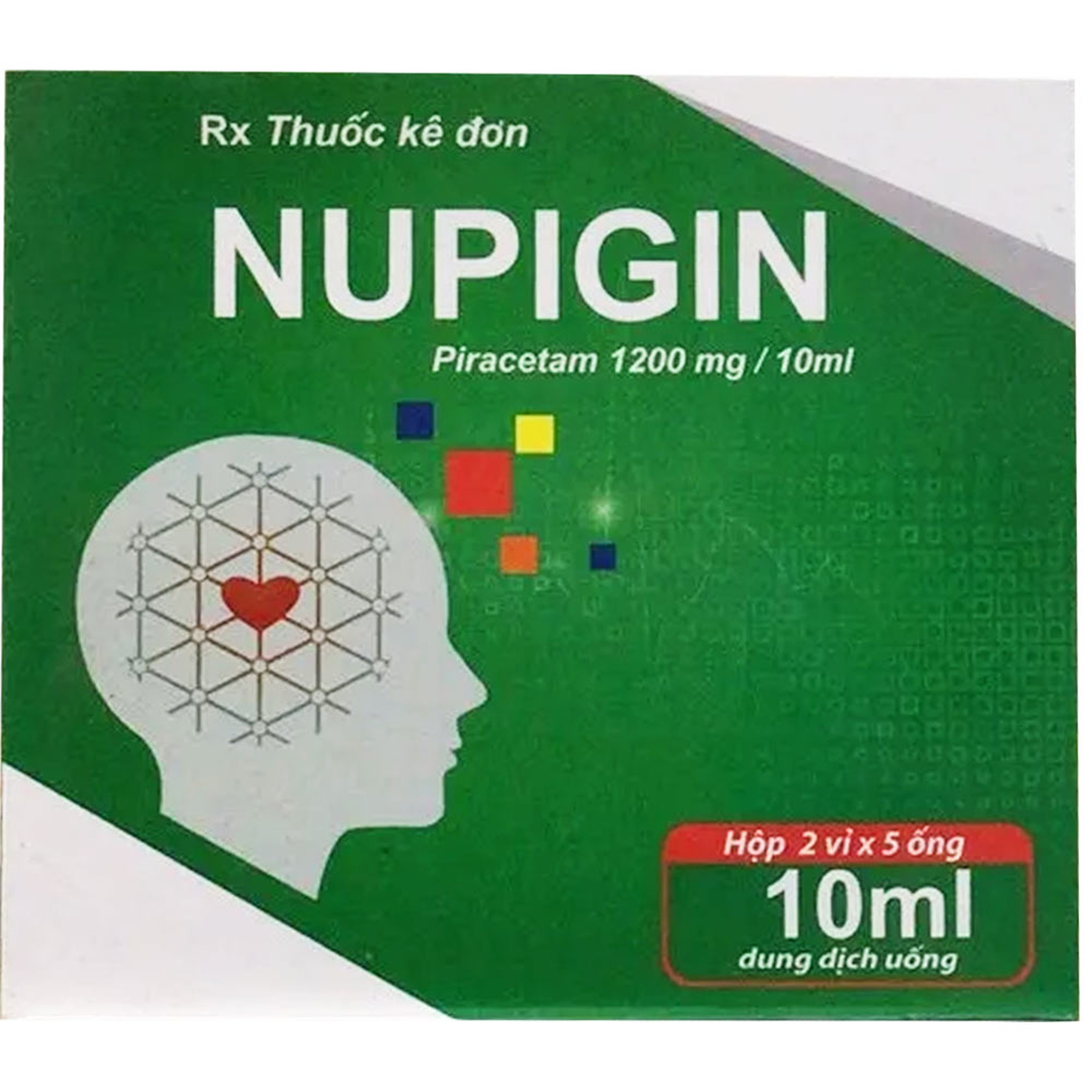 Dung dịch uống Nupigin 1200mg/10ml CPC1HN điều trị rung giật cơ nguồn gốc vỏ não, thiếu máu não (2 vỉ x 5 ống)