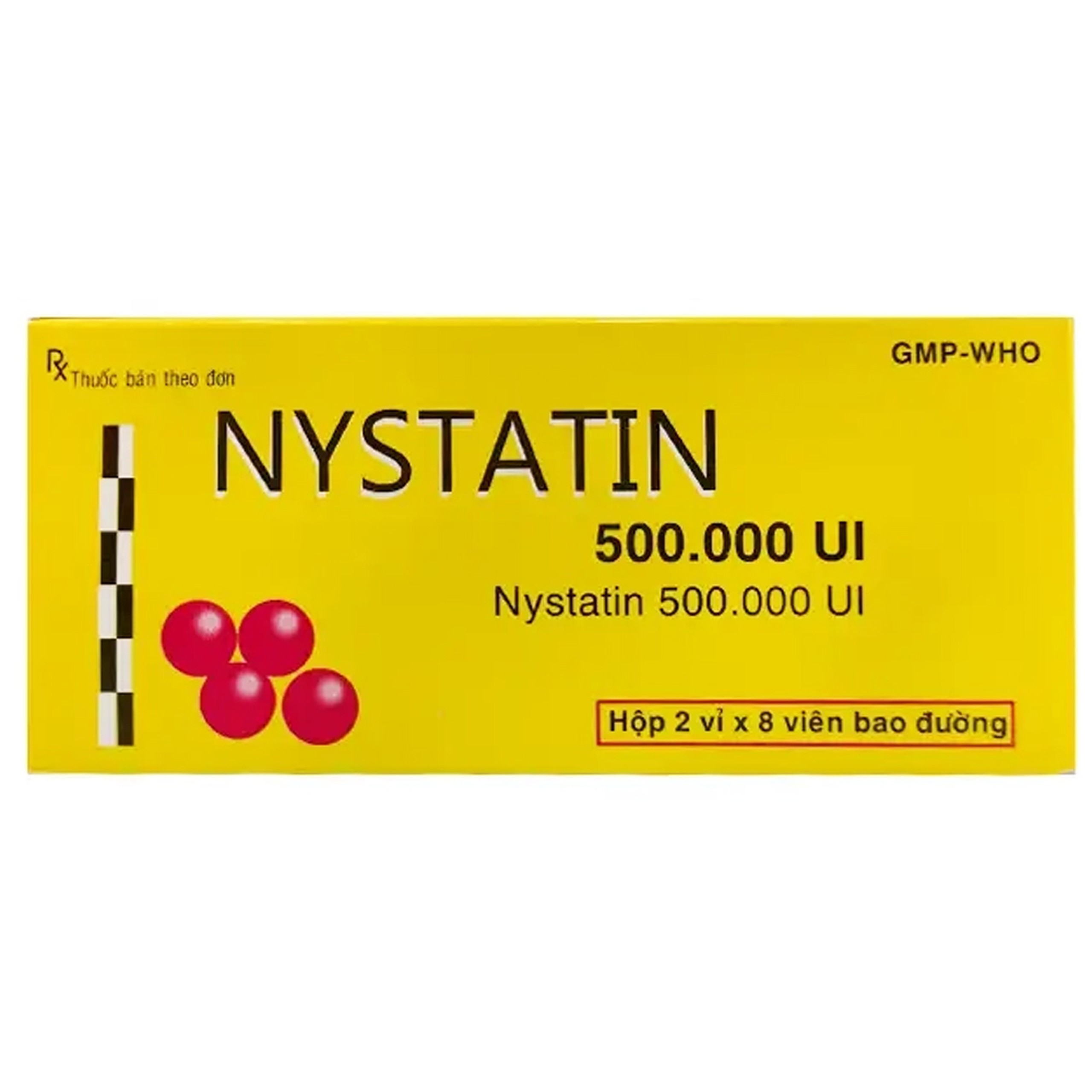 Thuốc Nystatin 500.000IU Donaipharm dự phòng, điều trị nhiễm nấm Candida (2 vỉ x 8 viên)