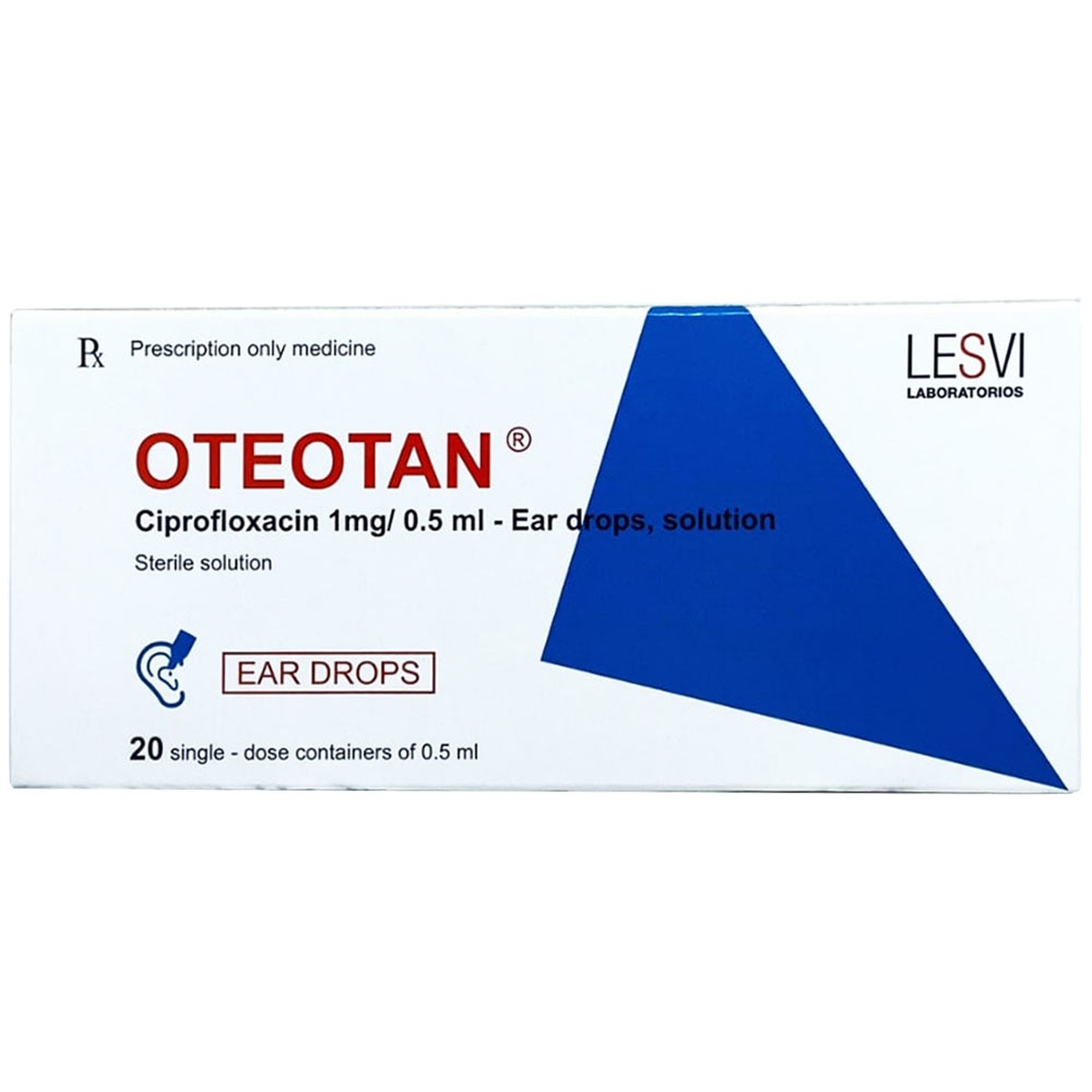 Dung dịch nhỏ tai Oteotan 1mg/0.5ml Lesvi điều trị viêm tai ngoài cấp tính và viêm tai giữa có mủ mạn tính (20 tuýp)