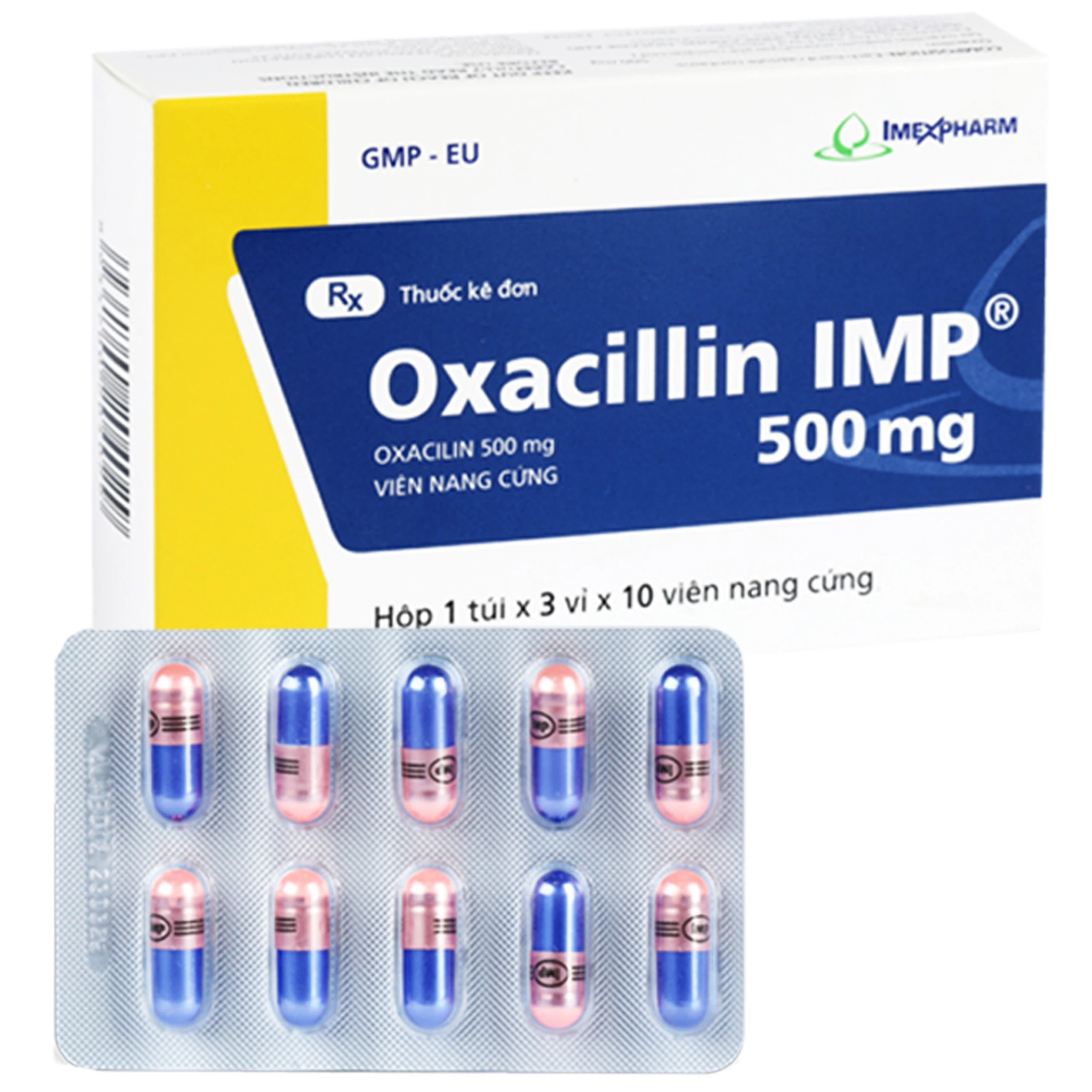 Thuốc Oxacillin IMP 500mg Imexpharm điều trị nhiễm khuẩn (3 vỉ x 10 viên)