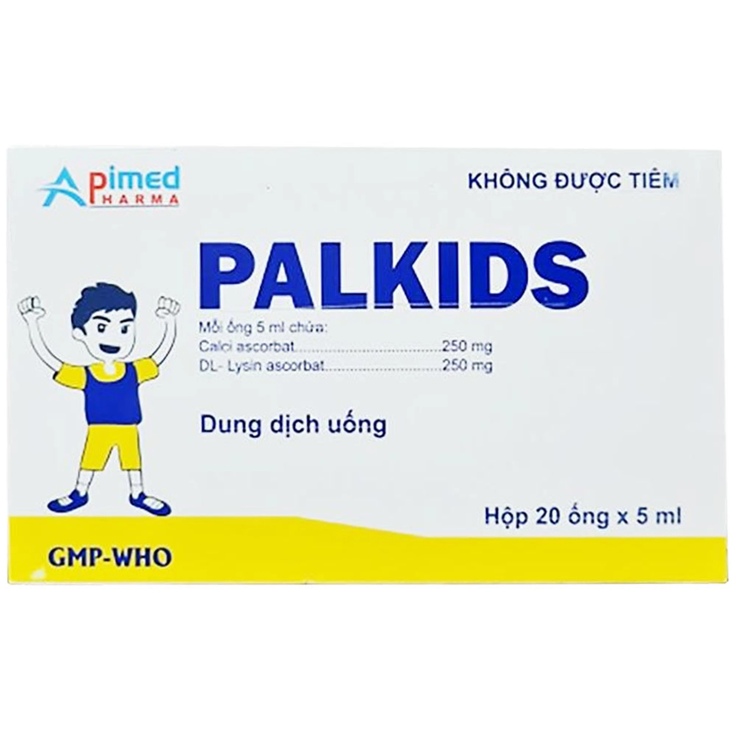 Dung dịch uống Palkids 5ml Apimed suy nhược cơ thể, sút cân, chán ăn, mệt mỏi (20 ống)