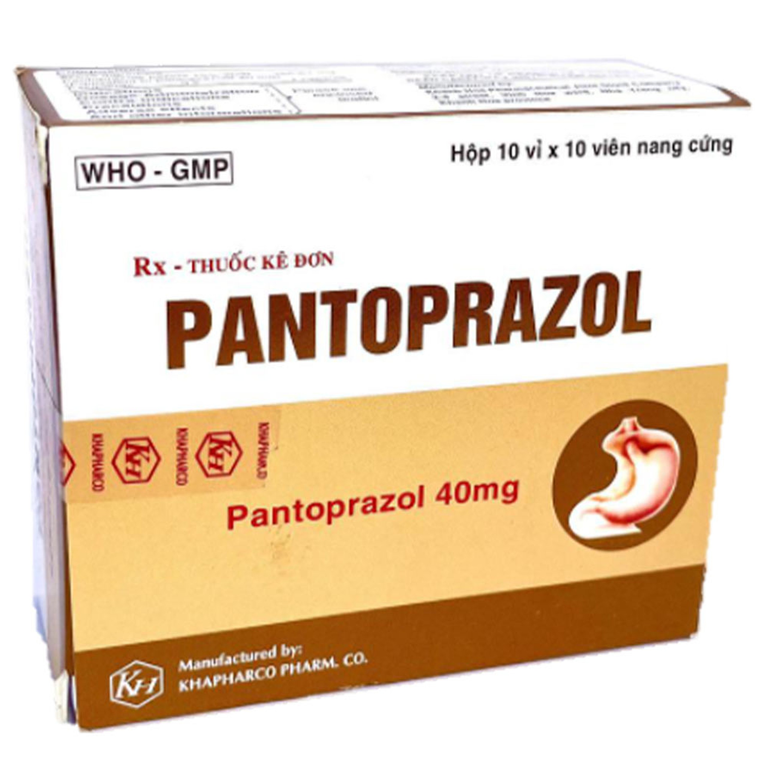 Thuốc Pantoprazol 40mg Khapharco điều trị trào ngược dạ dày thực quản (100 viên)