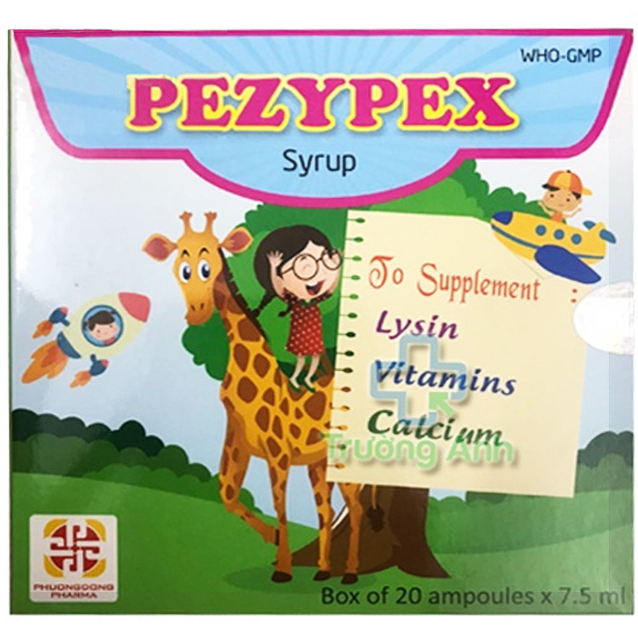 Siro Pezypex Phương Đông Pharma bổ sung lysin, vitamin và khoáng chất giúp bé ăn ngon (20 ống x 7.5ml)
